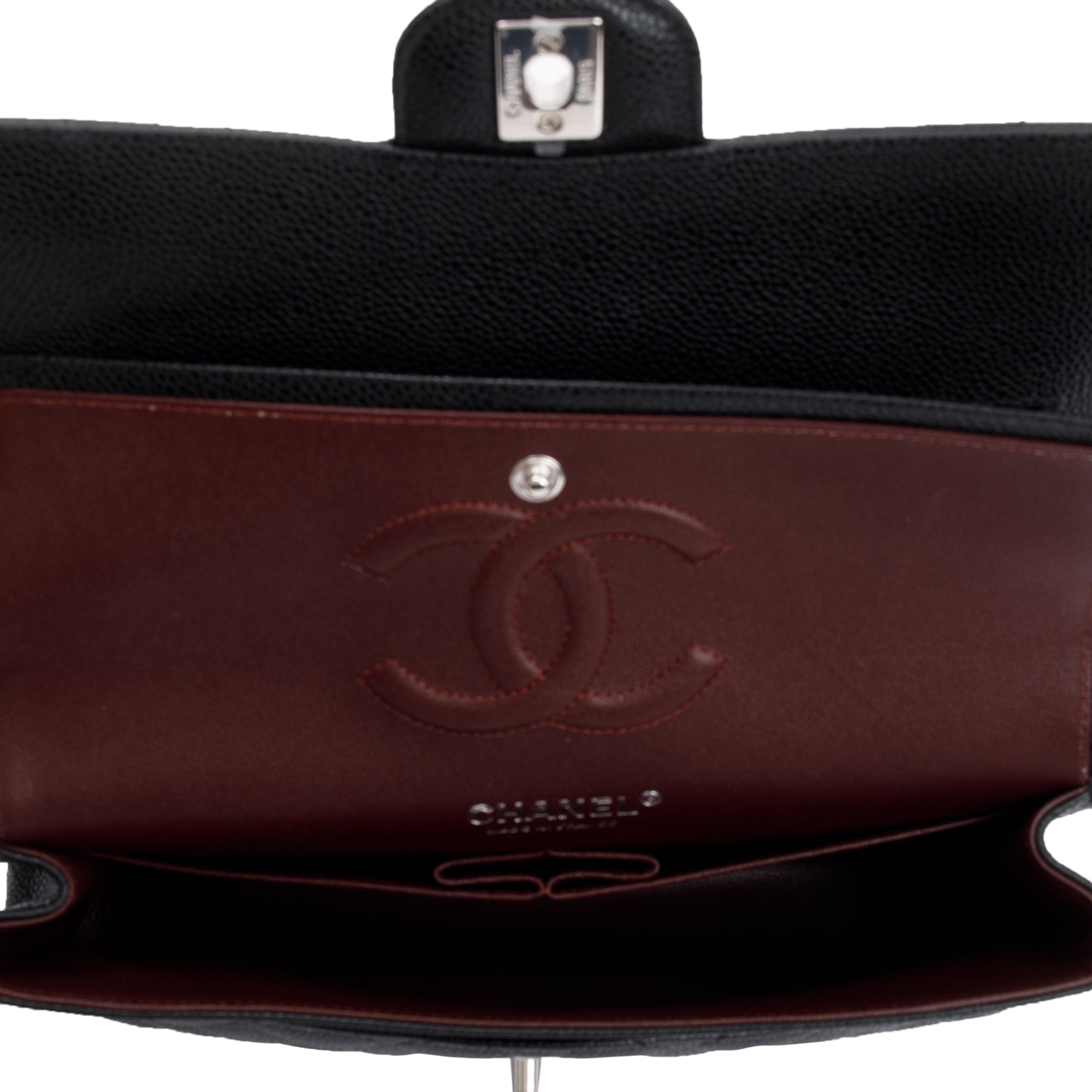 Chanel 2020 Black Caviar Leather Classic Medium Double Flap Bag w/ Box, Receipt & Authenticity Card