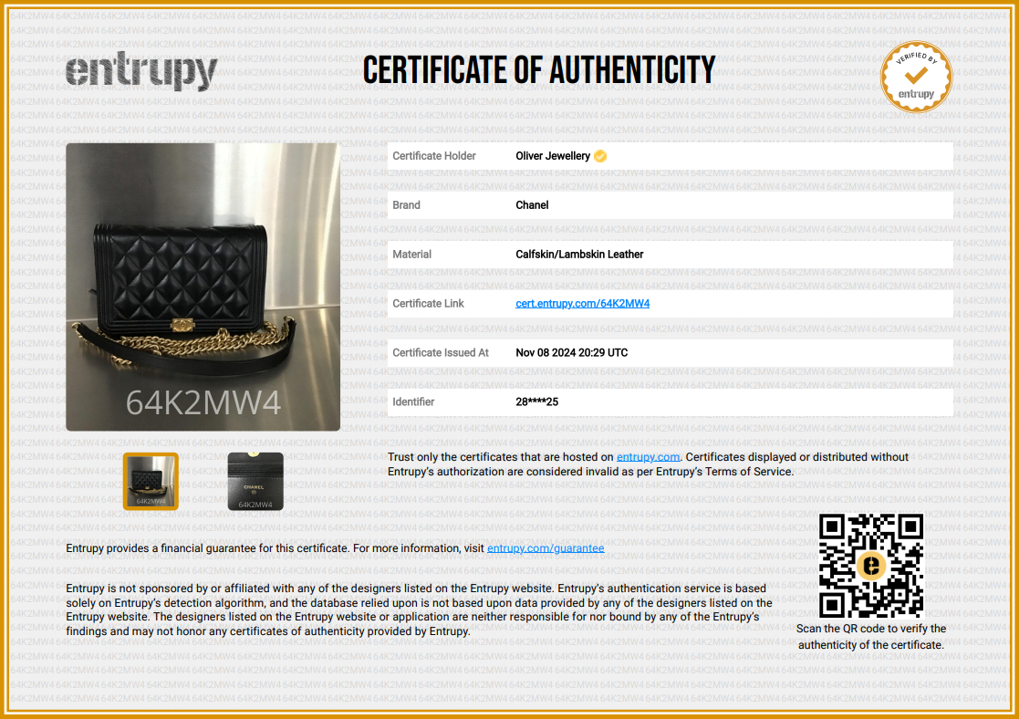 Chanel 2020 Black Lambskin Leather Boy Wallet on Chain