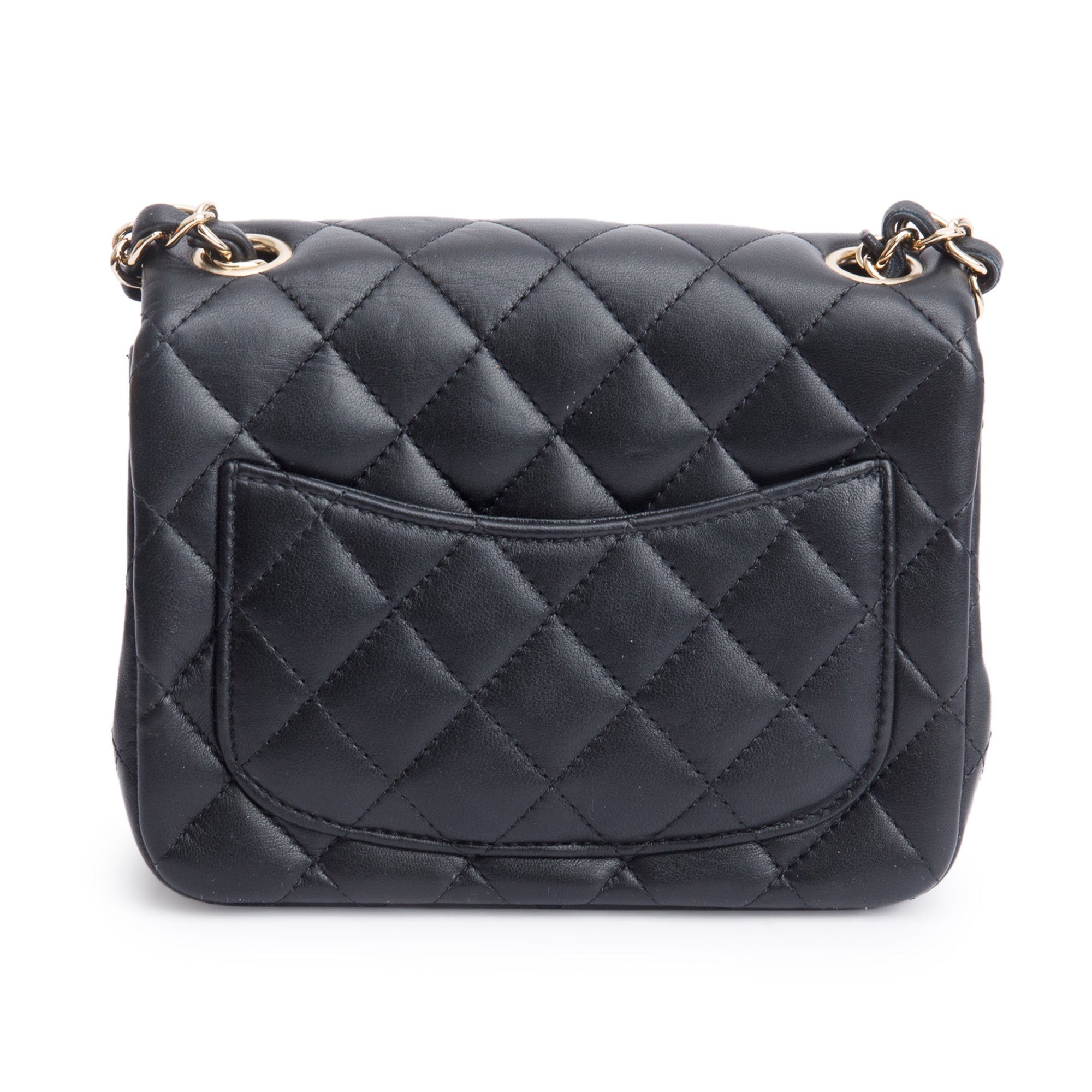 Chanel 2020 Black Quilted Lambskin Leather Classic Square Mini Flap Bag w/ Authenticity Card