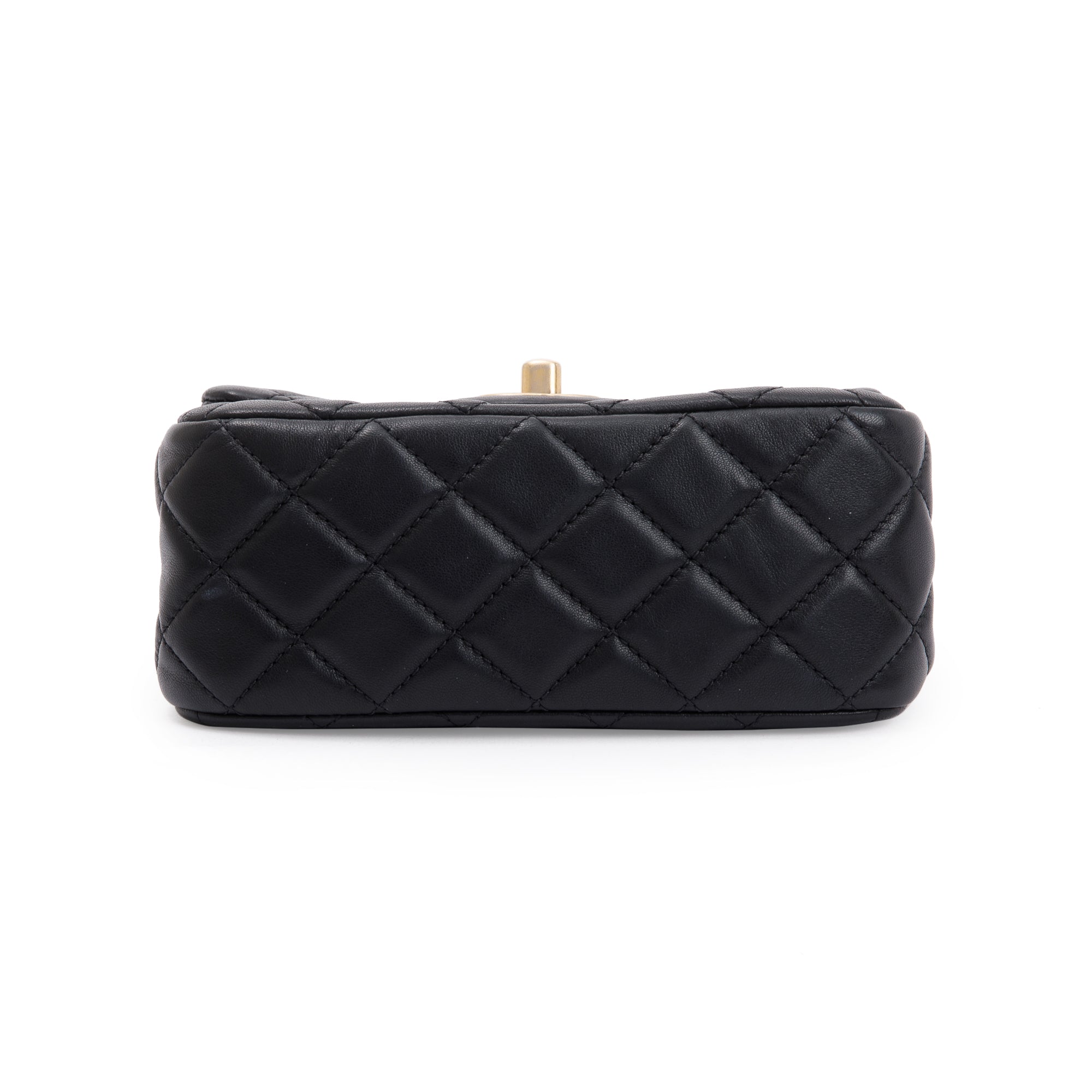 Chanel 2020 Black Quilted Lambskin Pearl Crush Square Mini Flap Bag w/ Authenticity Card