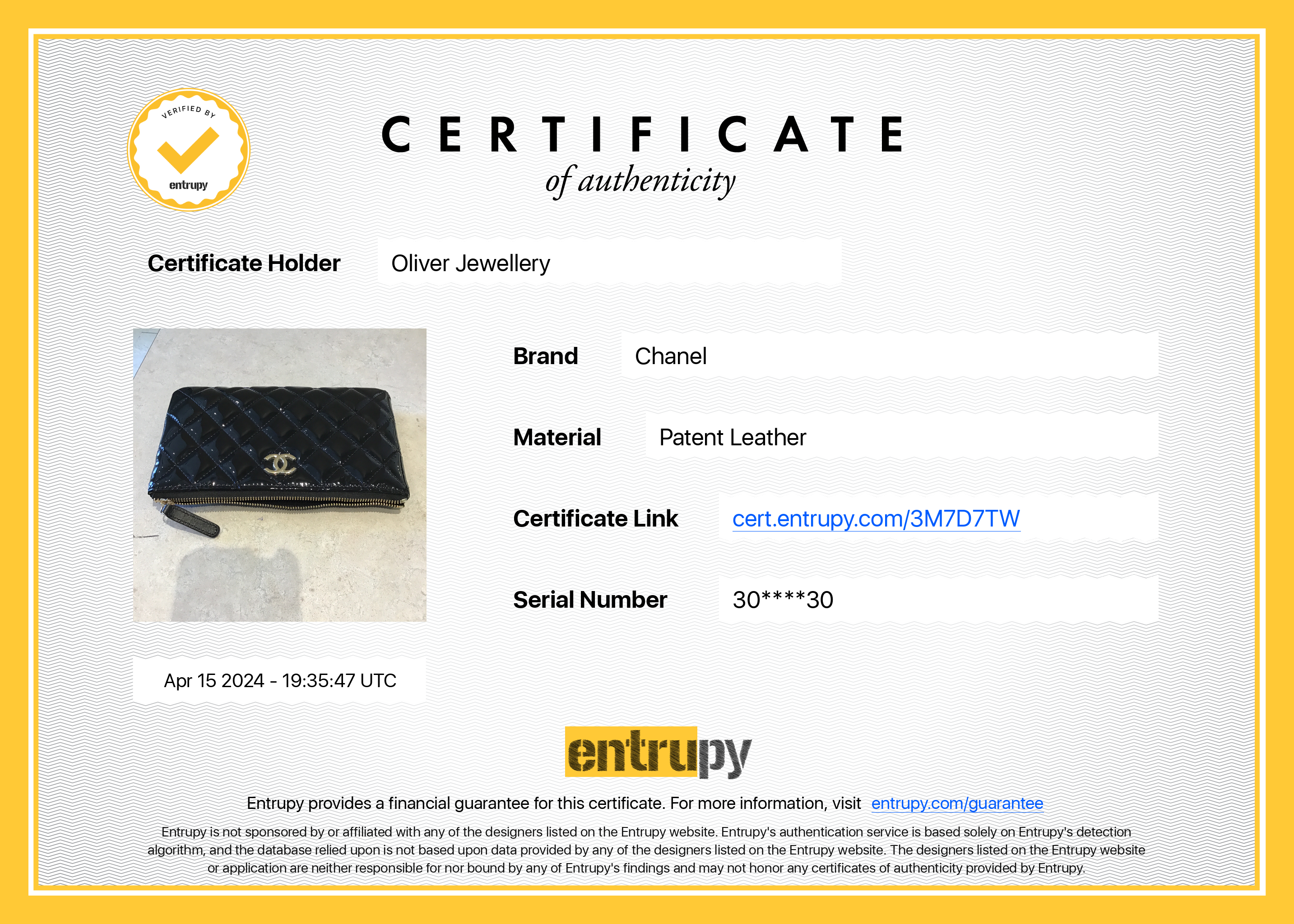 Chanel 2020 Black Quilted Patent Leather Classic Pouchw/ Box