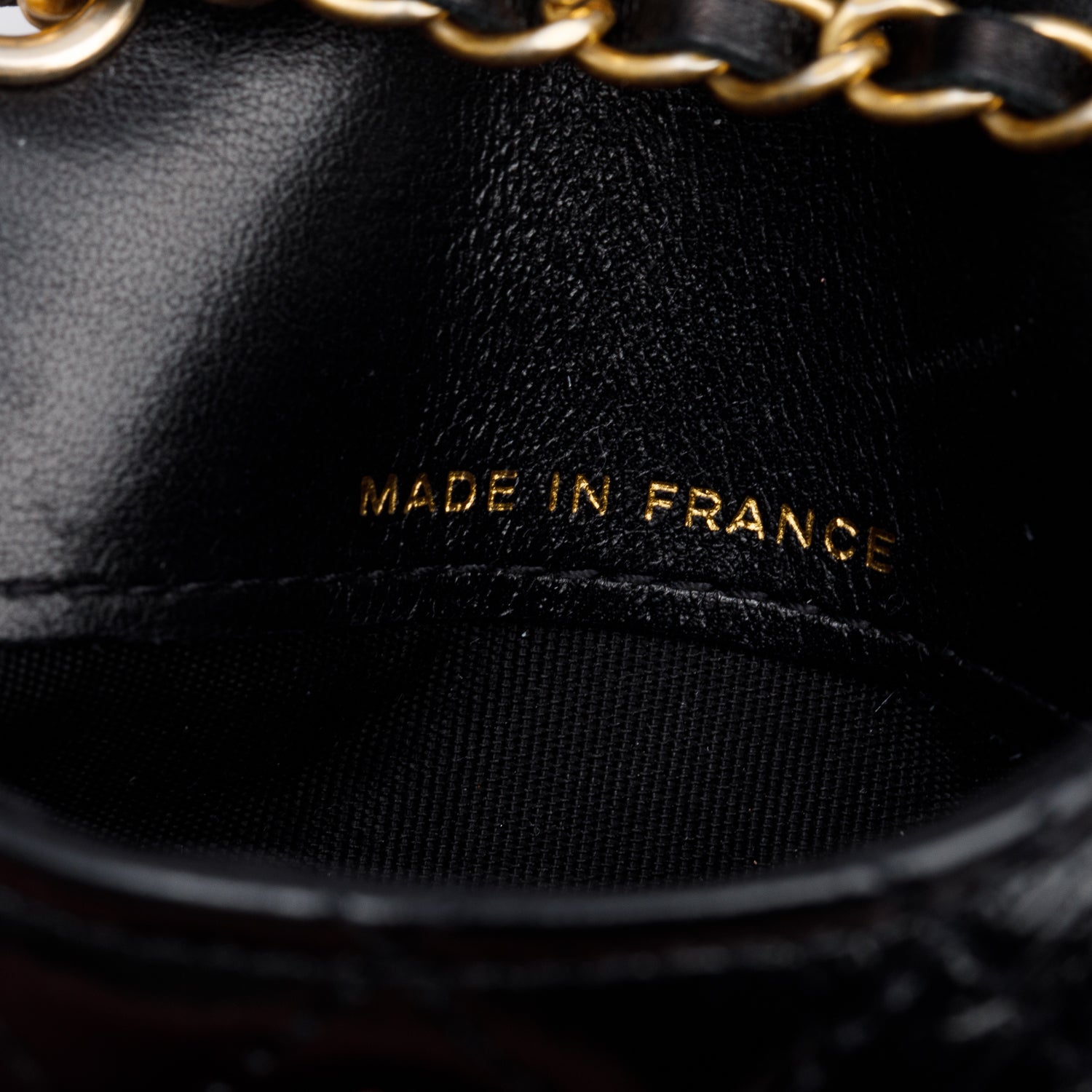 Chanel 2020 Black Quilted Shiny Aged Calfskin Leather Mini Chain Belt Bag w/ Authenticity Card