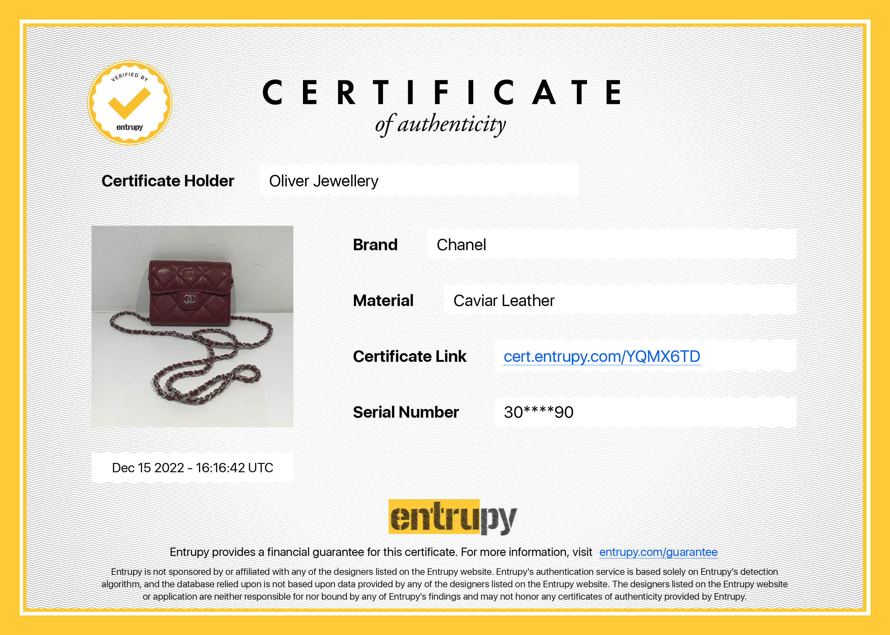 Chanel 2020 Classic Flap Card Holder on Chain