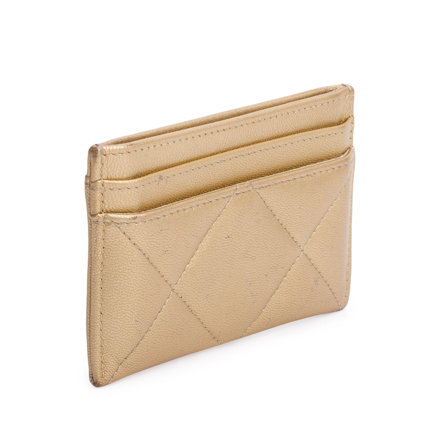 Chanel 2020 Gold Iridescent Lambskin Leather 19 Card Holder