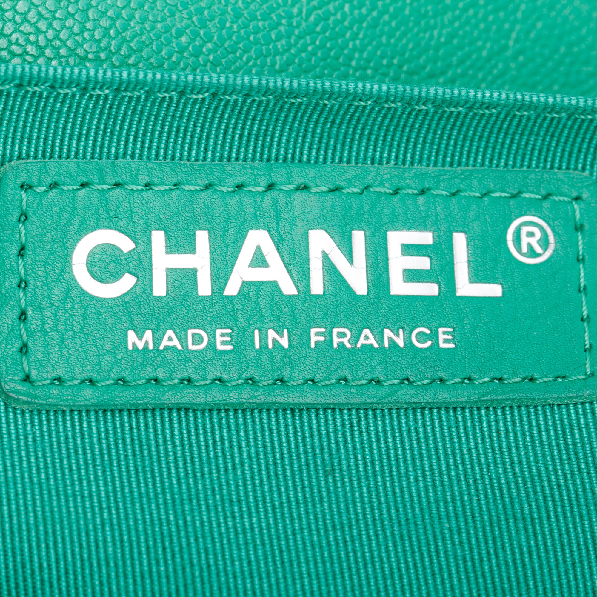 Chanel 2020 Green Quilted Caviar Leather Medium Boy Bag w/ Box, Receipt & Authenticity Card