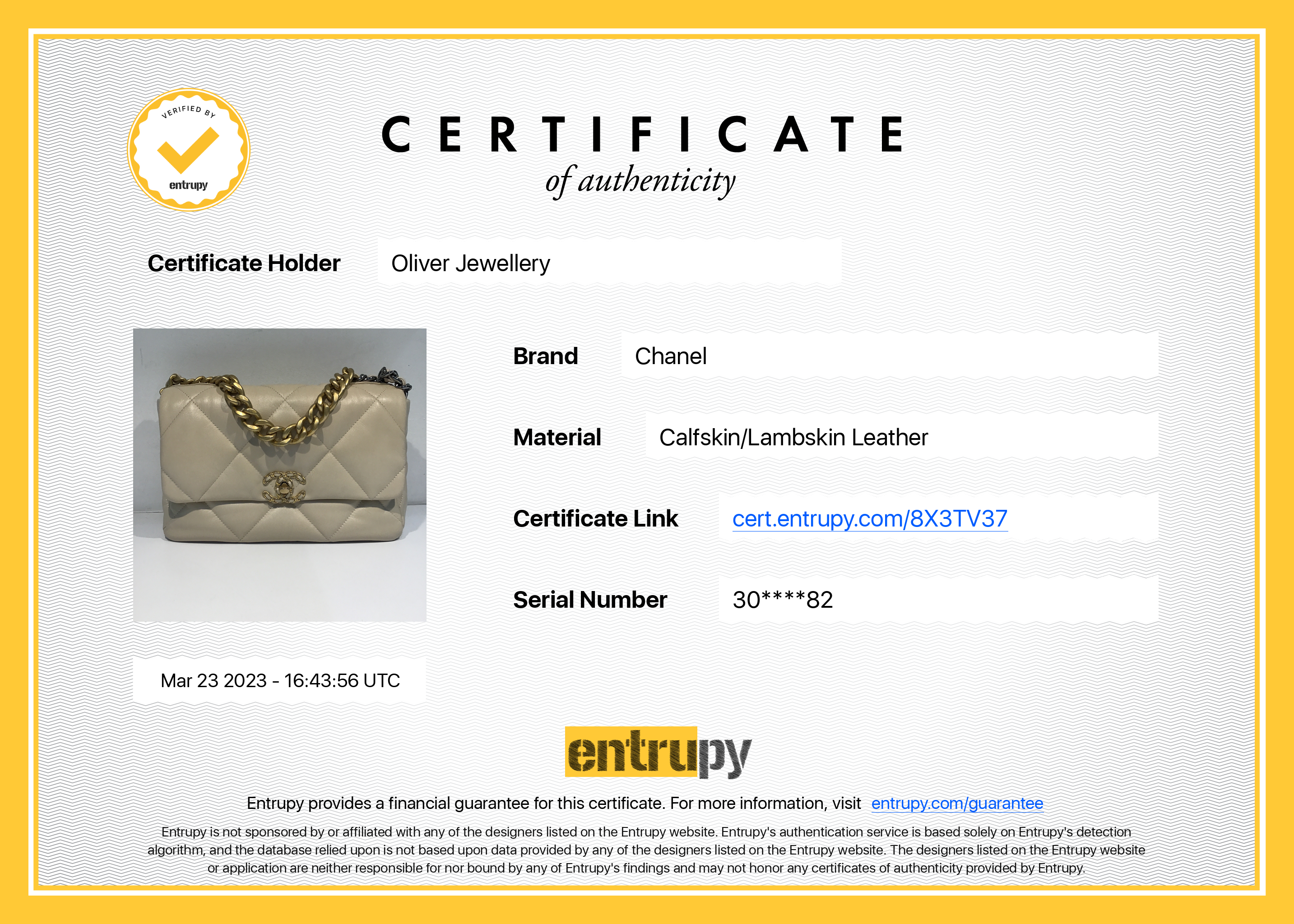 Chanel 2020 Large 19 Flap Bag w/ Authenticity Card