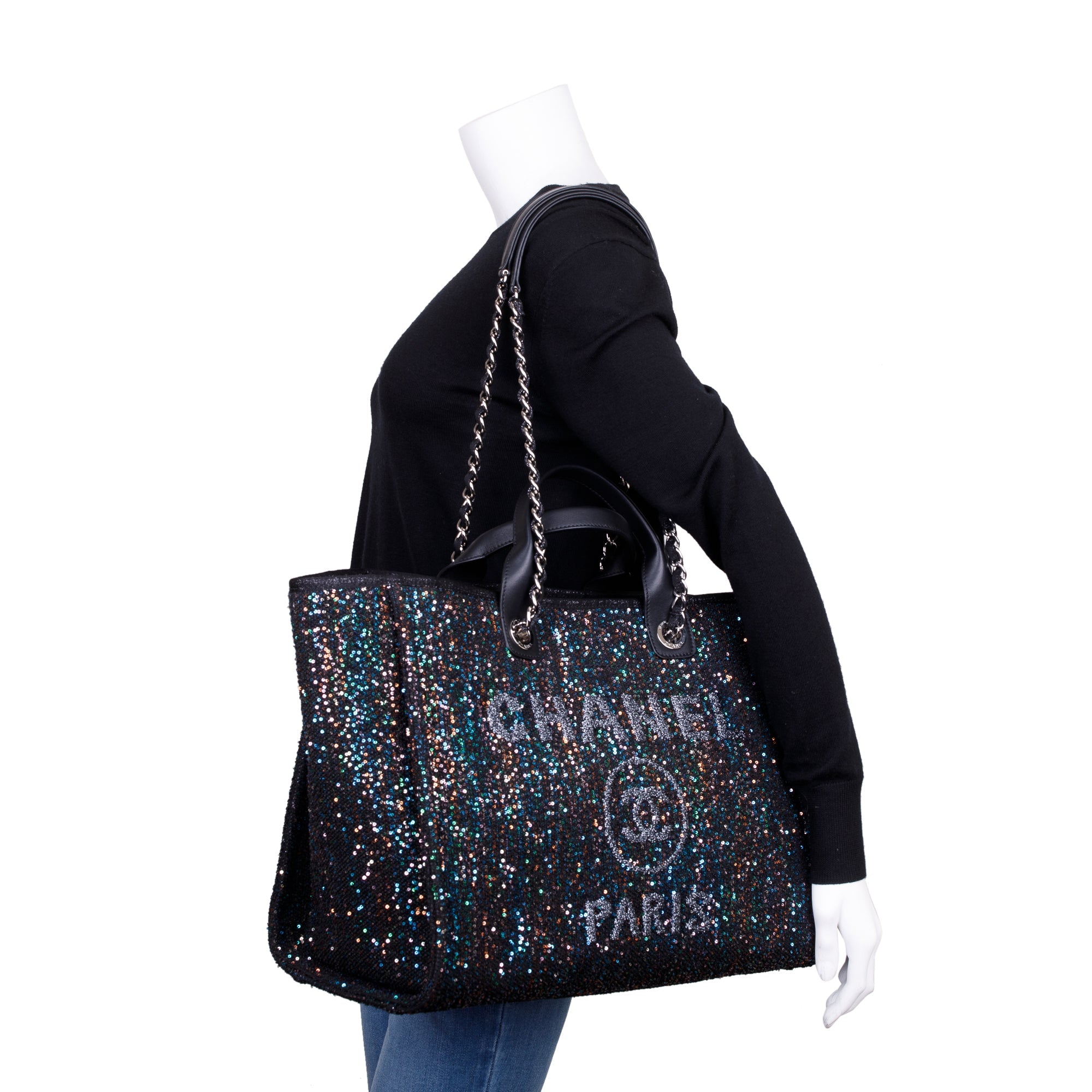 Chanel 2020 Medium Sequin Deauville Tote w/ Authenticity Card