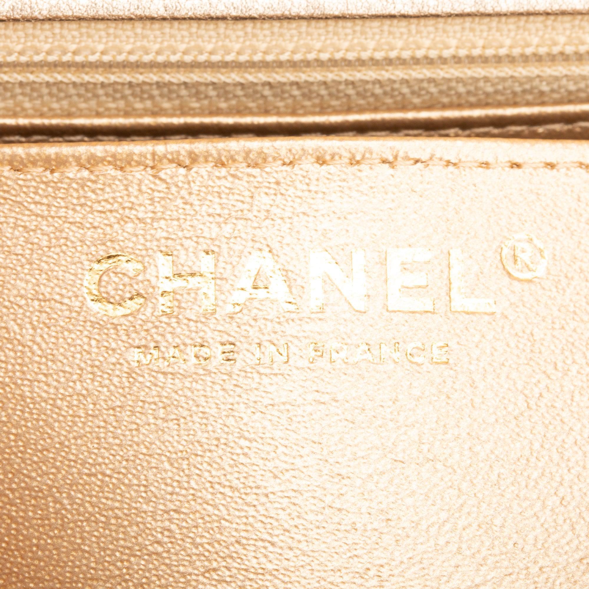 Chanel 2020 Metallic Gold Quilted CalfskinLeather Classic Mini Rectangular Flap Bag w/ Box & Authenticity Card