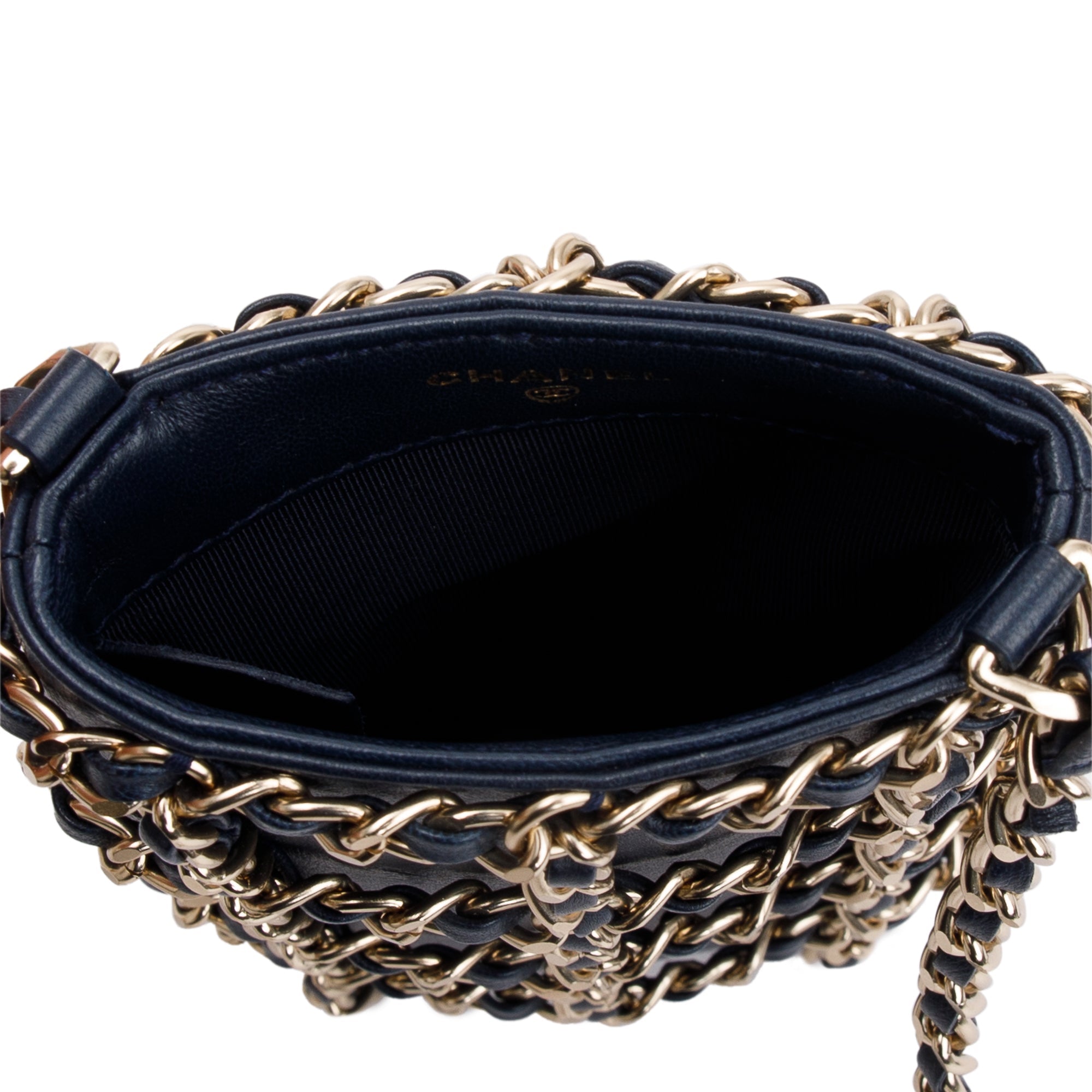 Chanel 2020 Navy Leather Tech Me Out Clutch With Chain