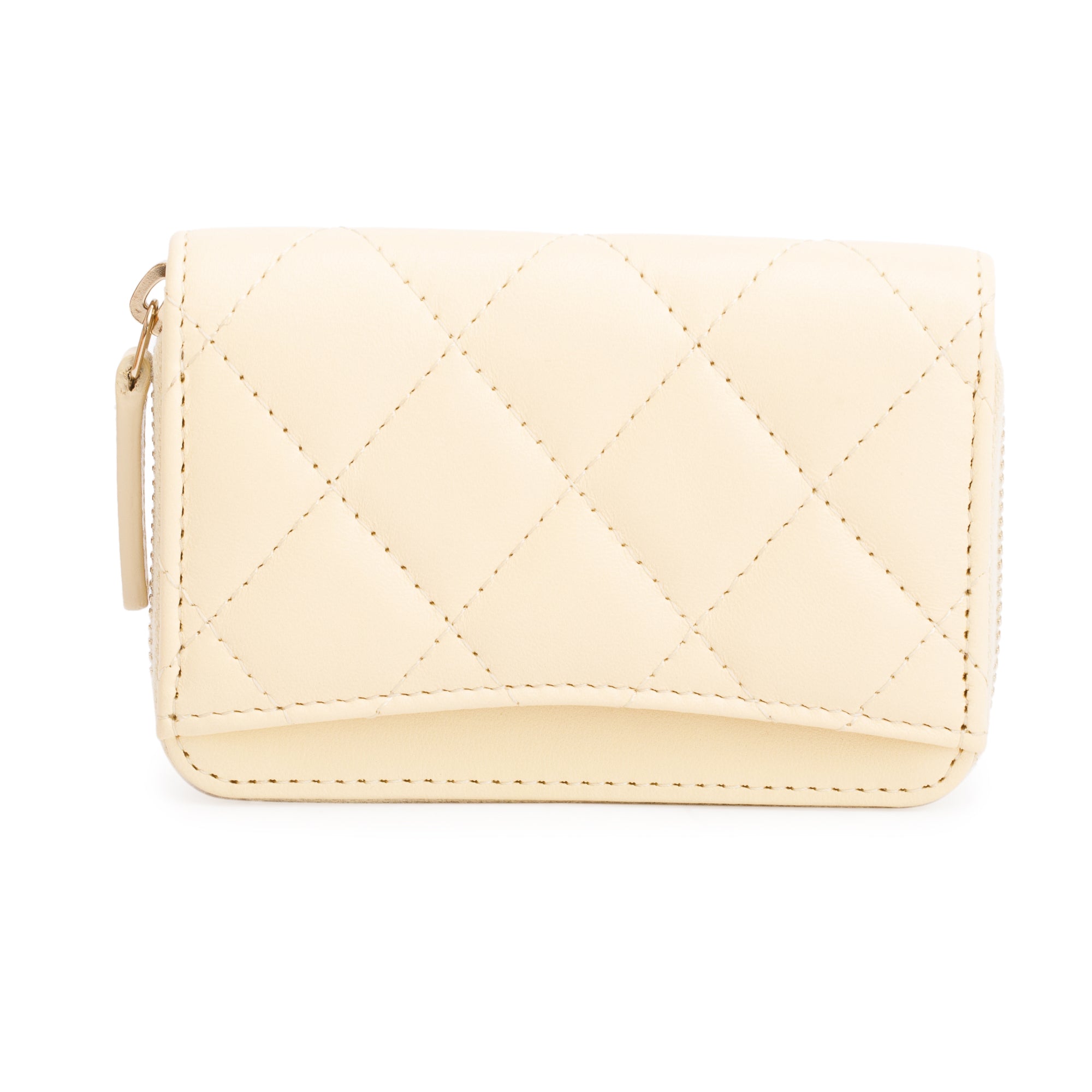 Chanel 2020 Neutral Calfskin Leather Classic Zipped Coin Purse w/ Box, Authenticity Card & Receipt