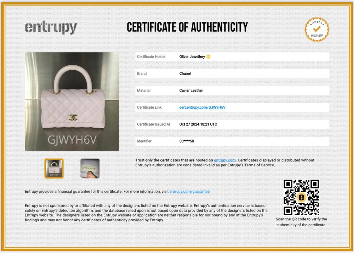 Chanel 2020 Pink Quilted Caviar Leather Small Coco Handle Bag w/ Strap & Authenticity Card