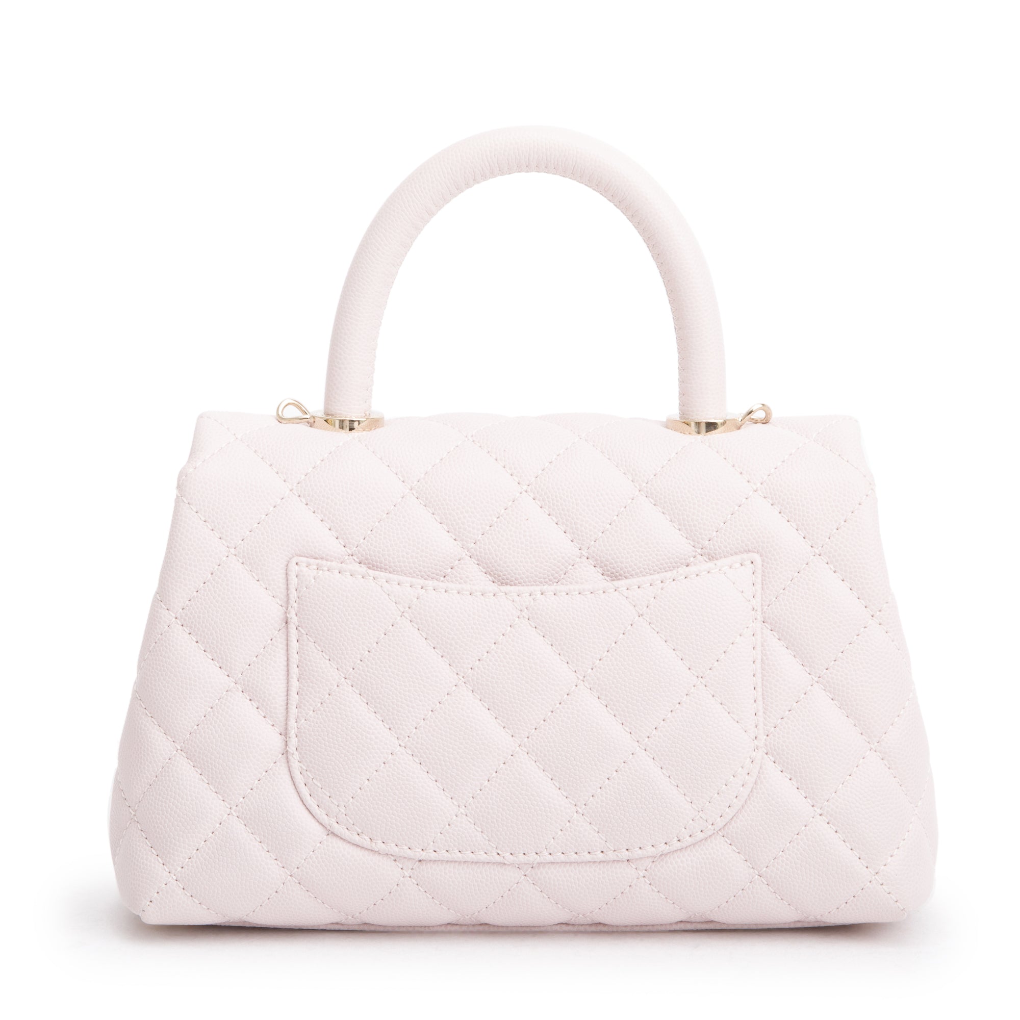 Chanel 2020 Pink Quilted Caviar Leather Small Coco Handle Bag w/ Strap & Authenticity Card
