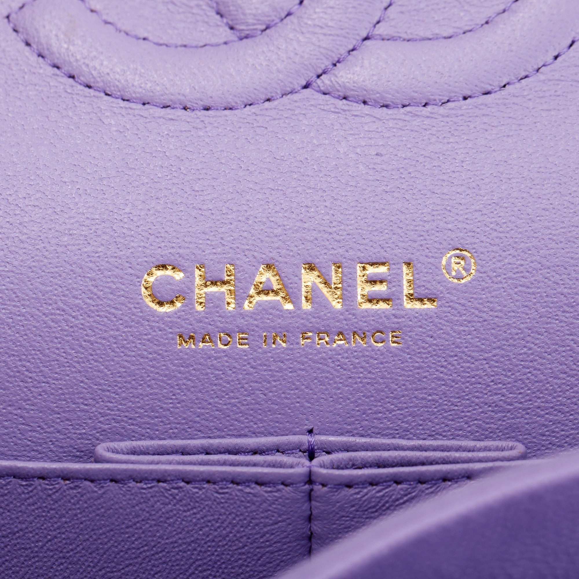 Chanel 2020 Purple Caviar Classic Medium Double Flap Bag w/ Authenticity Card