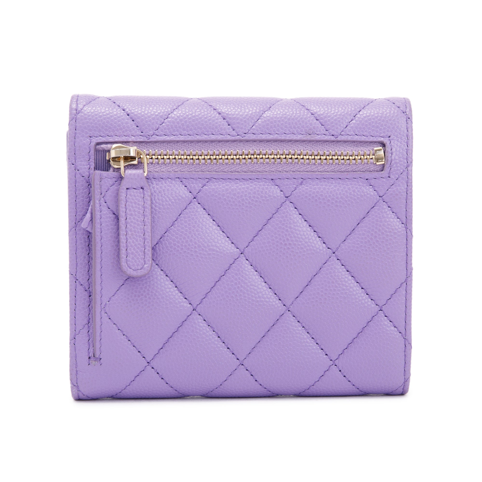 Chanel 2020 Purple Caviar Compact Wallet w/ Box & Authenticity Card