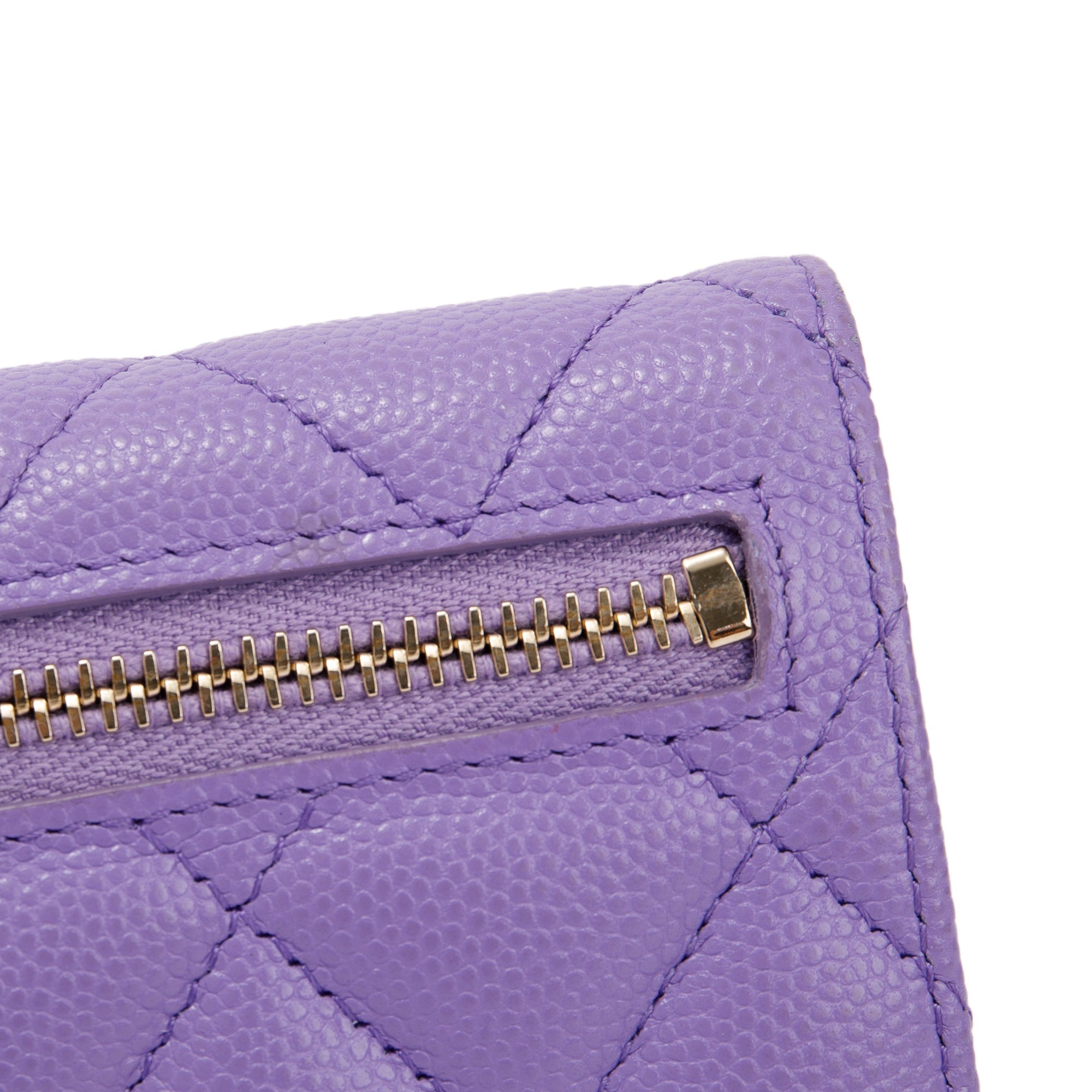 Chanel 2020 Purple Caviar Compact Wallet w/ Box & Authenticity Card