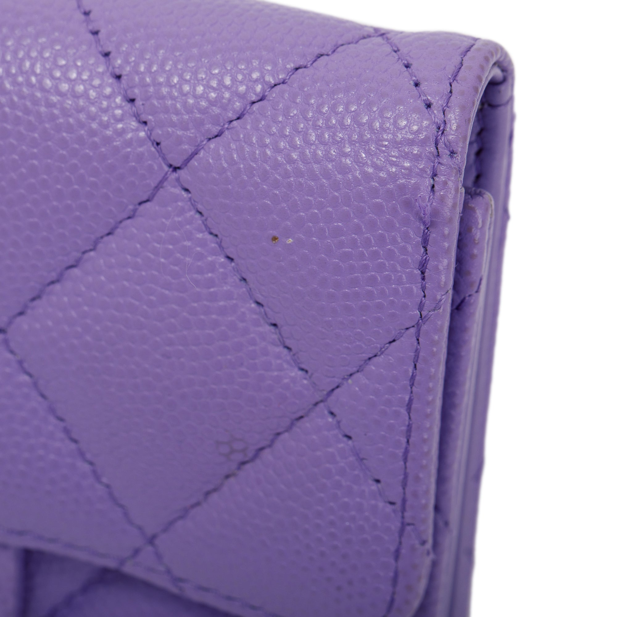 Chanel 2020 Purple Caviar Compact Wallet w/ Box & Authenticity Card