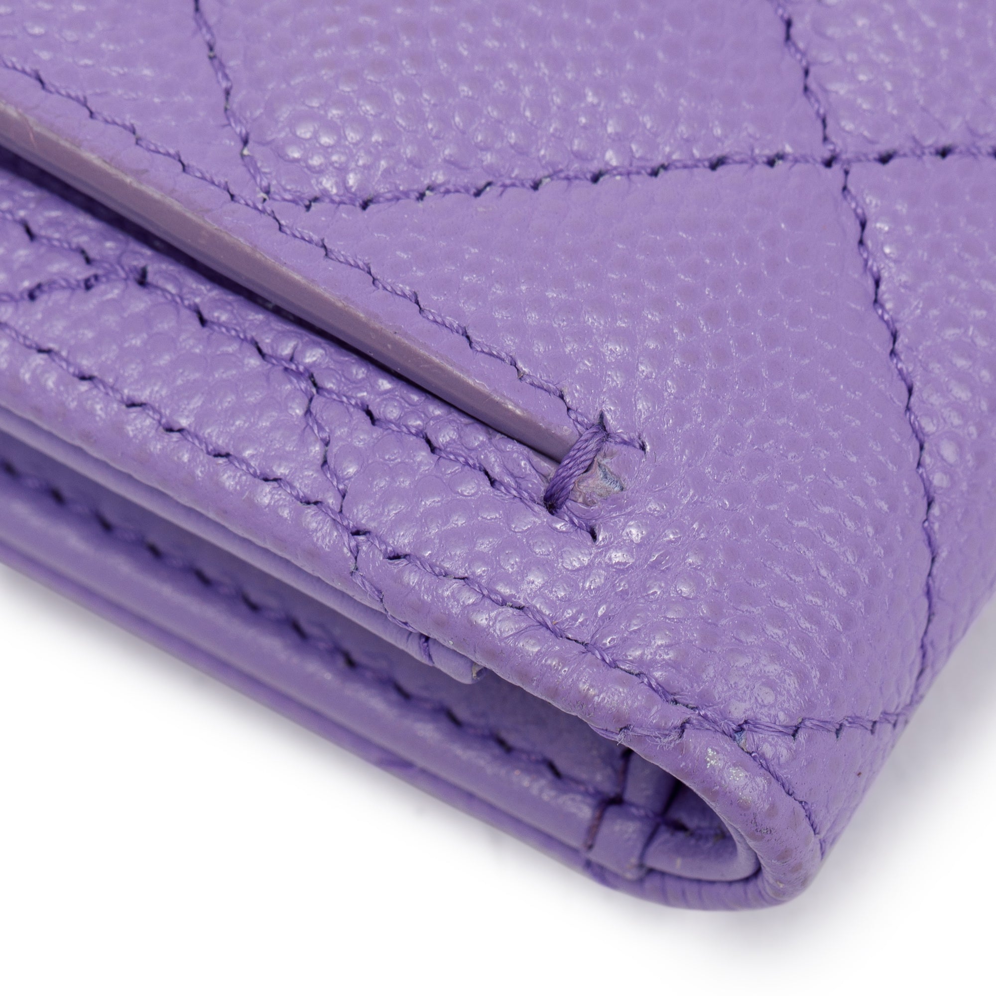 Chanel 2020 Purple Caviar Compact Wallet w/ Box & Authenticity Card