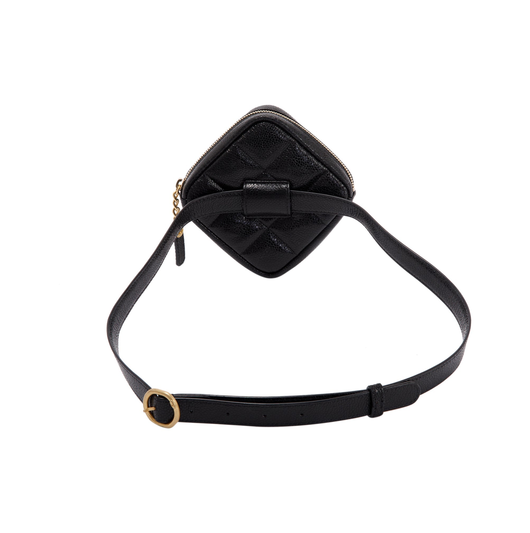 Chanel 2020 Quilted Caviar Leather CC Diamond Belt Bag w/ Box & Authenticity