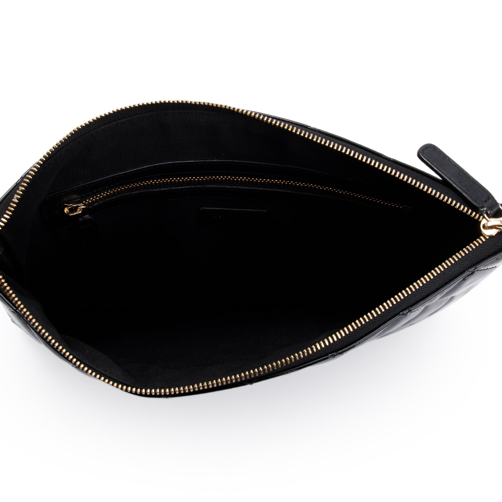 Chanel 2020 Quilted Patent Leather O-Case Clutch w/ Box & Authenticity Card