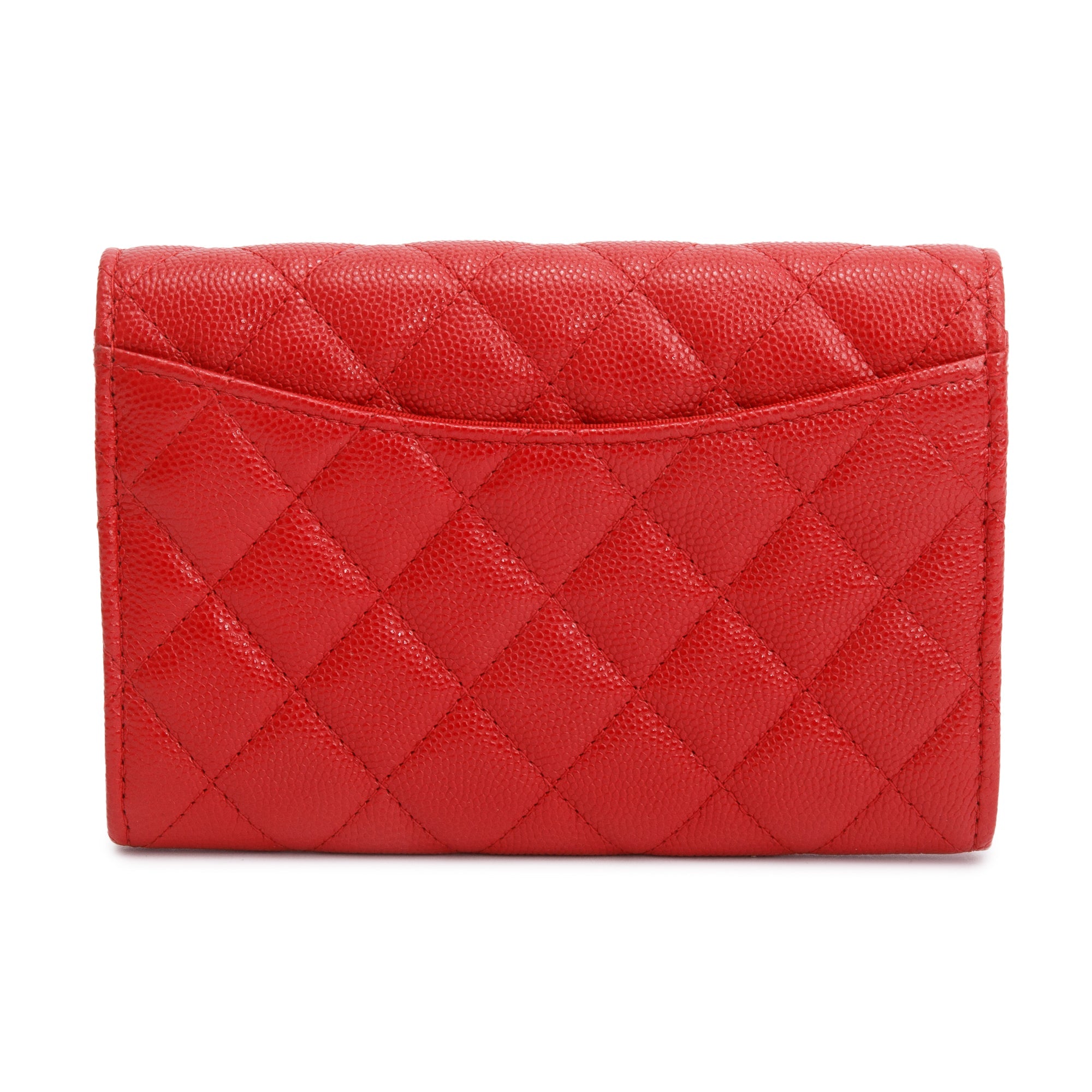 Chanel 2020 Red Caviar Leather Medium Classic Flap Wallet w/ Box & Authenticity Card