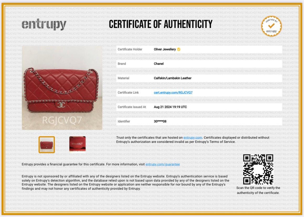 Chanel 2020 Red Quilted Calfskin Leather Large Running Chain Flap Bag w/ Authenticity Card