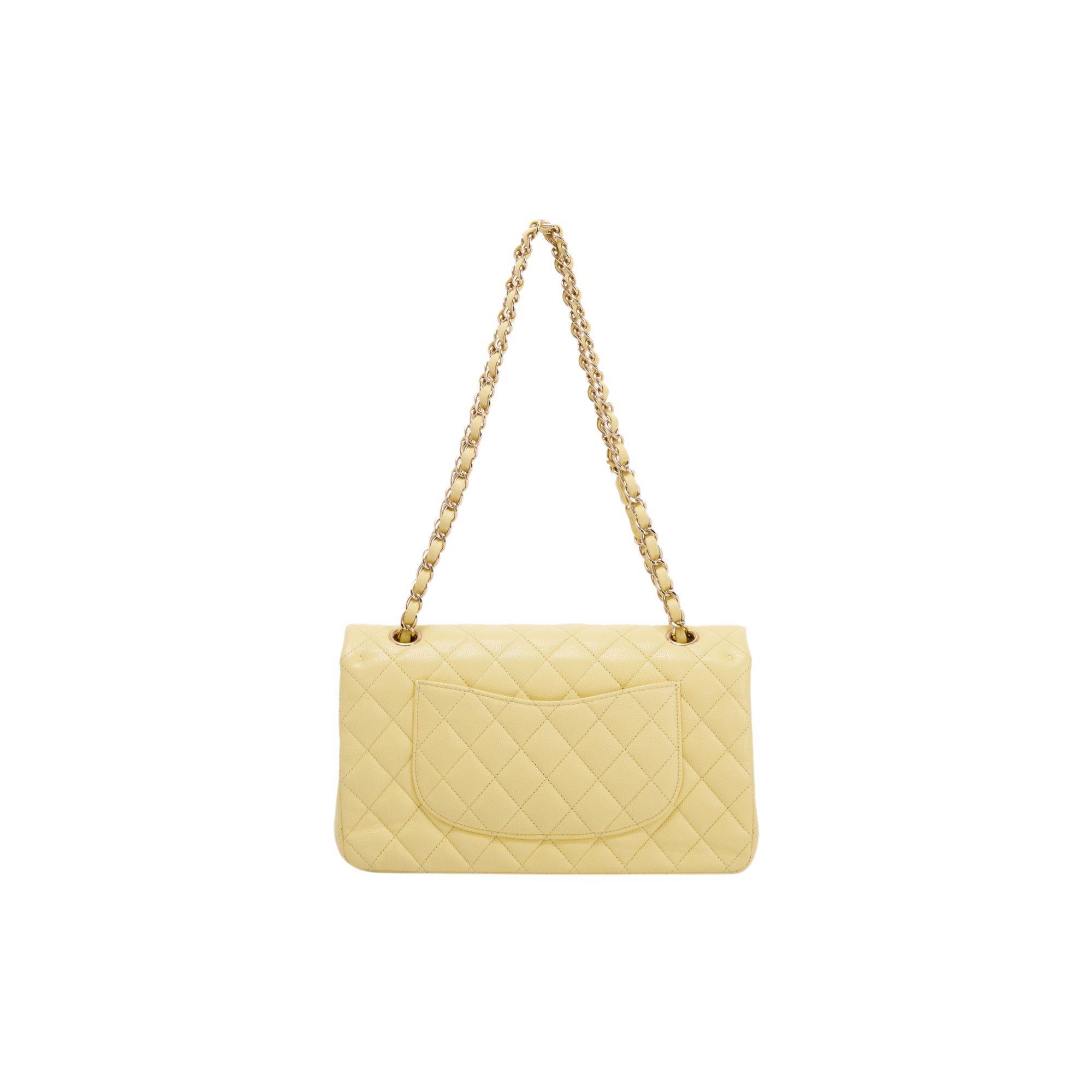 Chanel 2020 Yellow Caviar Classic Medium Double Flap Bag w/ Authenticity Card