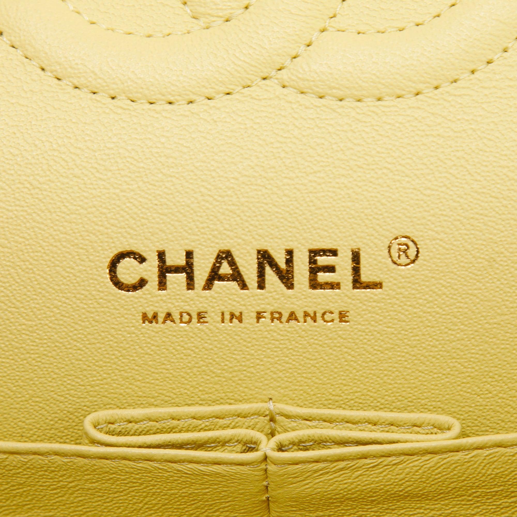 Chanel 2020 Yellow Caviar Classic Medium Double Flap Bag w/ Authenticity Card