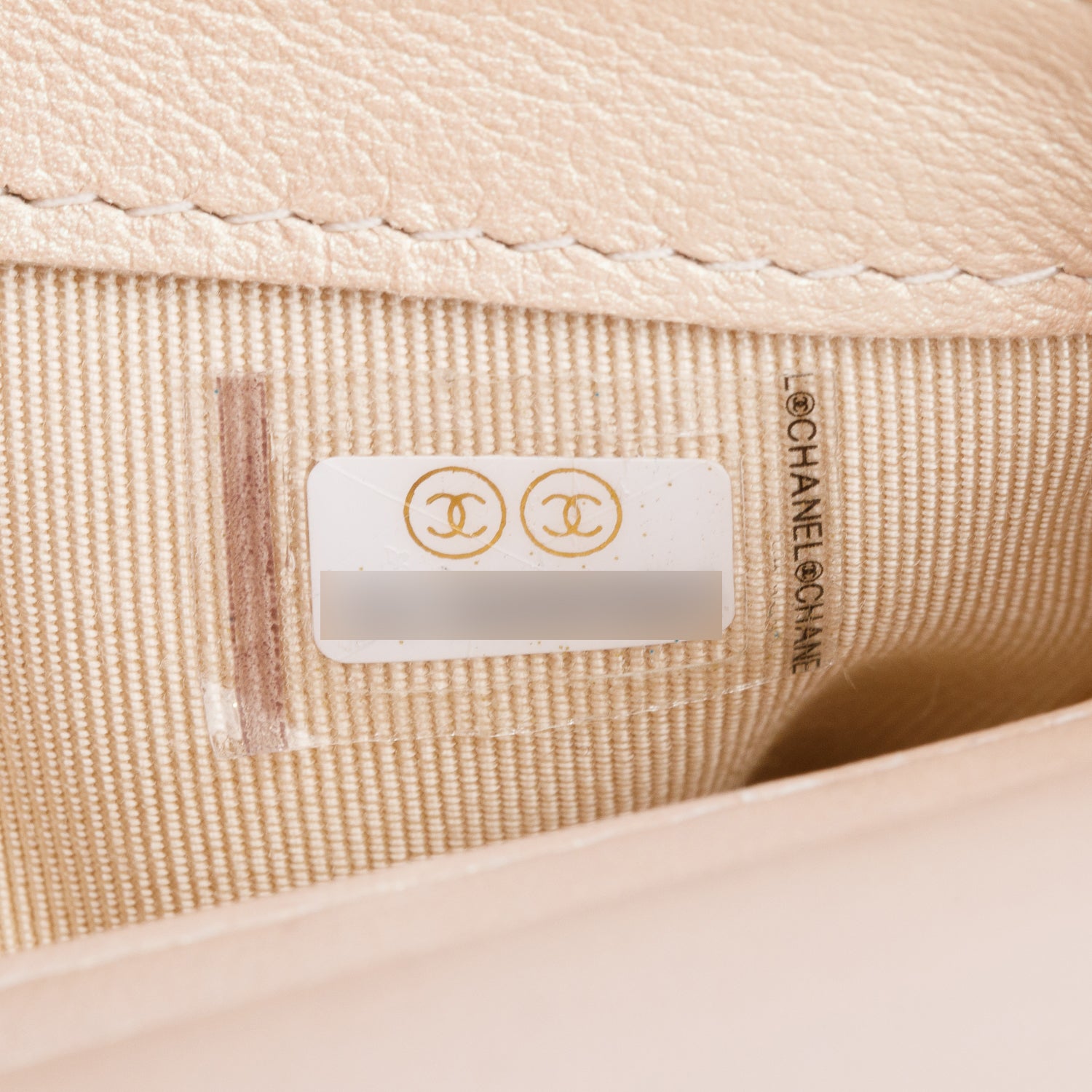 Chanel 2021 Beige Iridescent Quilted Calfskin Leather Classic Flap Phone Holder on Chain w/ Box & Receipt