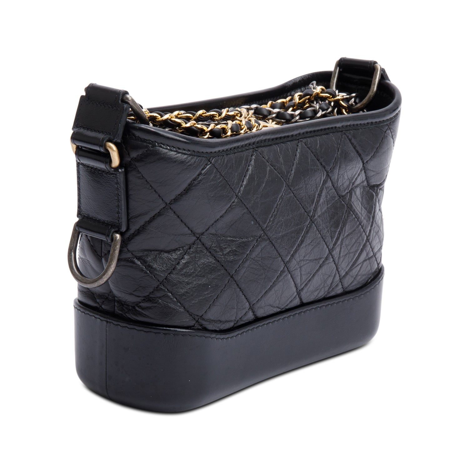 Chanel 2021 Black Aged Calfskin Leather Small Gabrielle Hobo w/ Box, Receipt & Authenticity Card