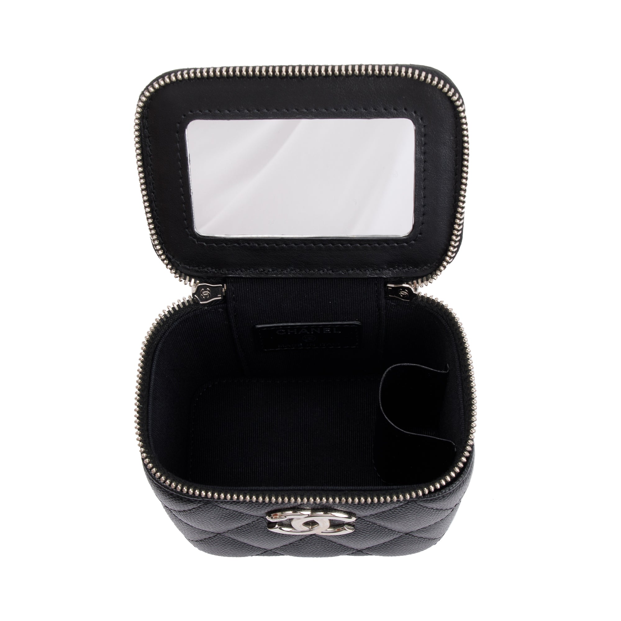 Chanel 2021 Black Caviar Leather Mini Coco Vanity Case w/ Box & Authenticity Card