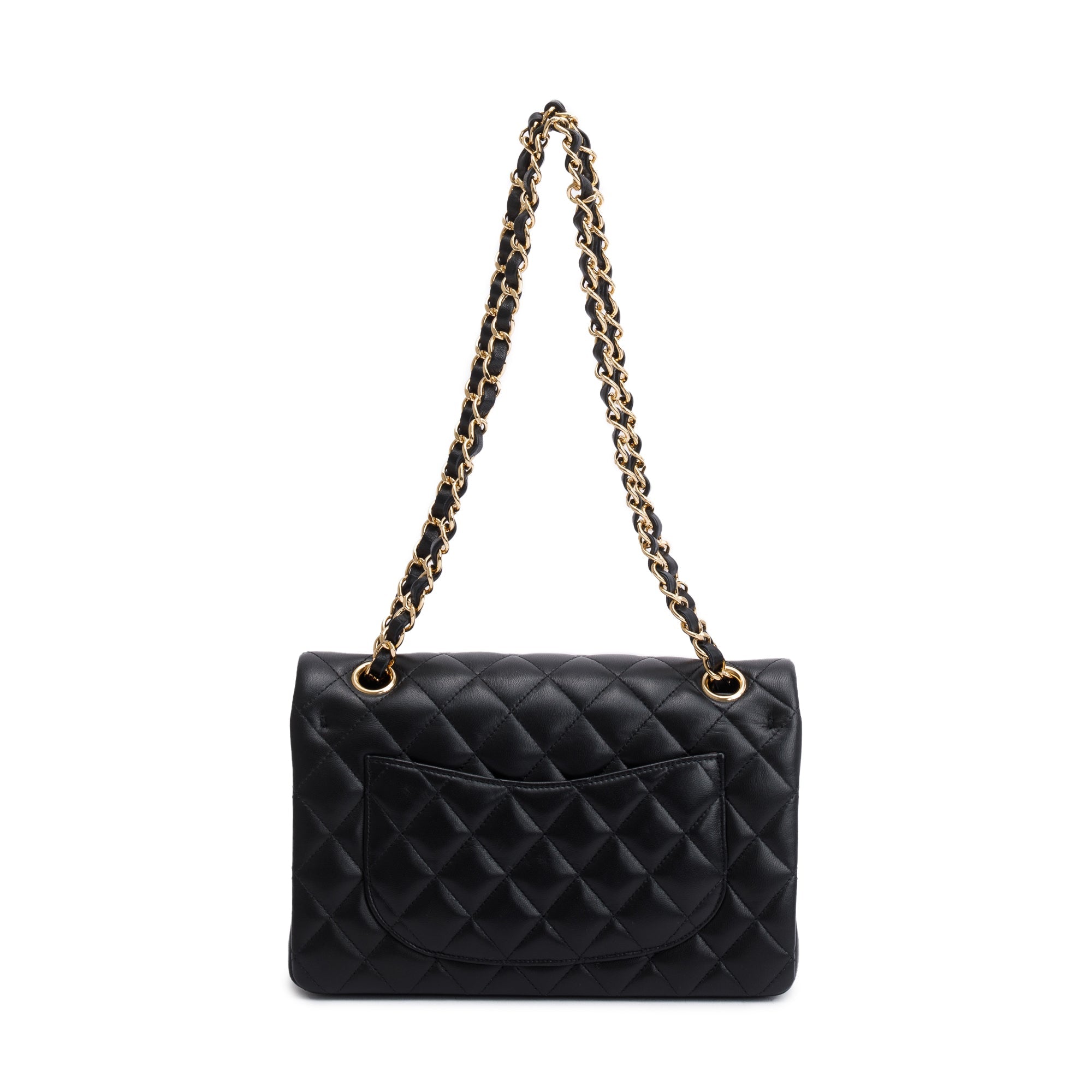 Chanel 2021 Black Lambskin Classic Small Double Flap Bag w/ Box