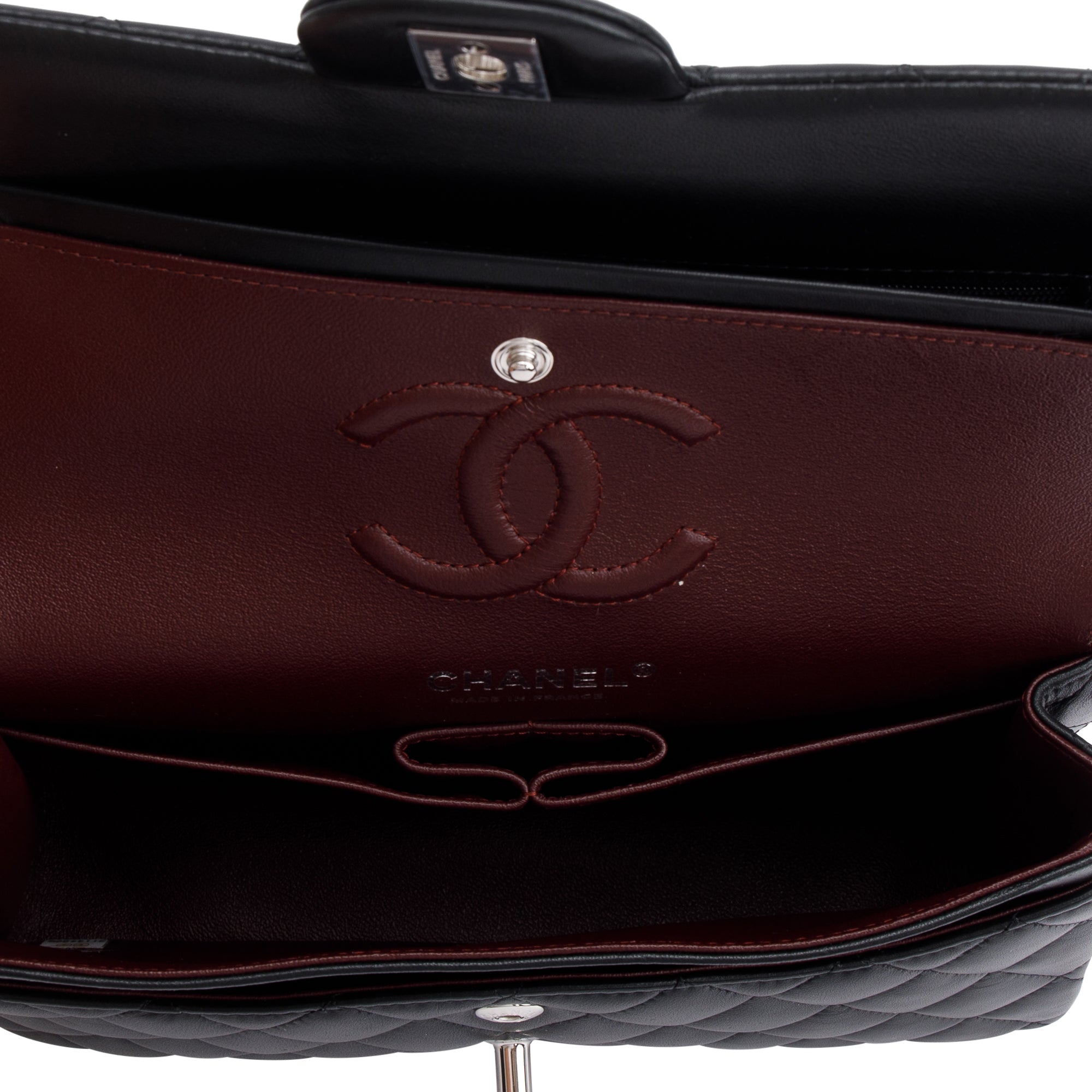 Chanel 2021 Black Lambskin Classic Small Double Flap Bag w/ Box & Authenticity Card