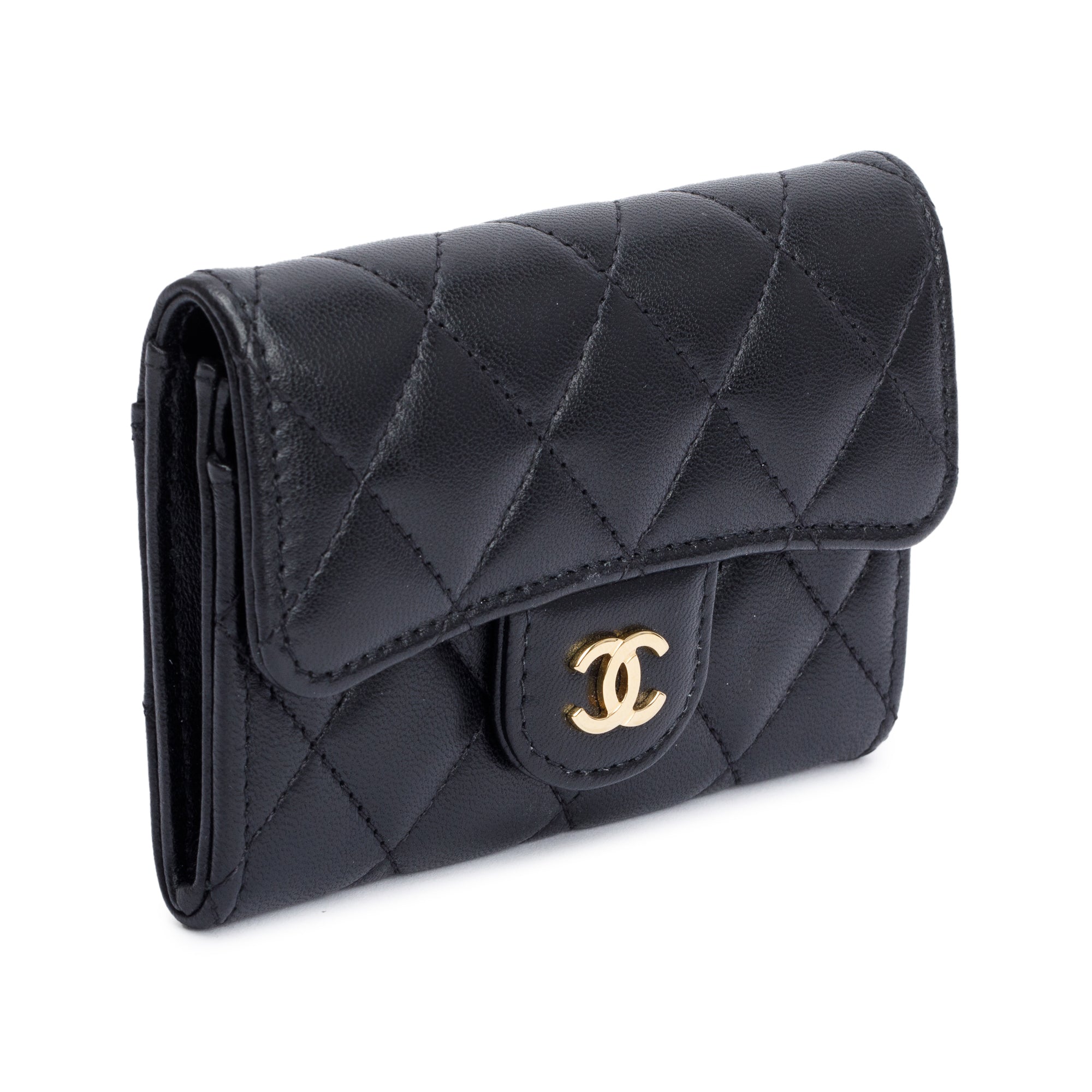 Chanel 2021 Black Quilted Lambskin Leather Classic Flap Card Holder w/ Box, Receipt & Authenticity Card
