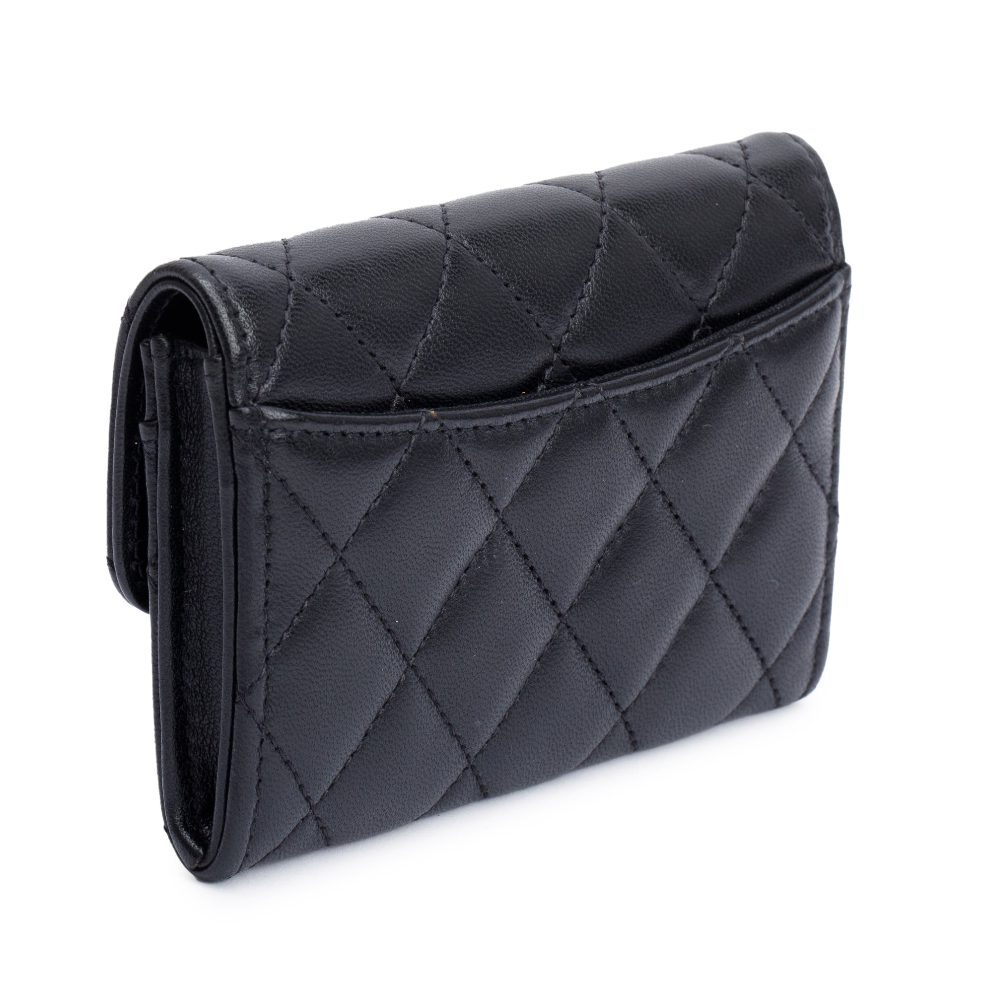 Chanel 2021 Black Quilted Lambskin Leather Classic Flap Card Holder w/ Box, Receipt & Authenticity Card
