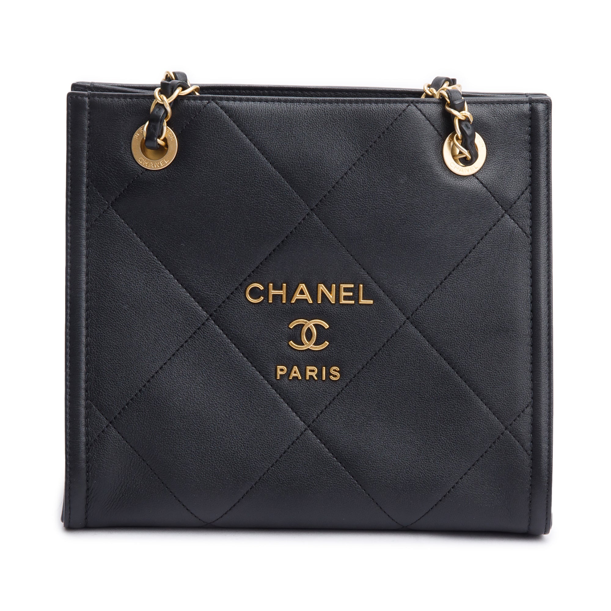Chanel 2021 Black Quilted Matelasse Mini Shopper Tote w/ Box