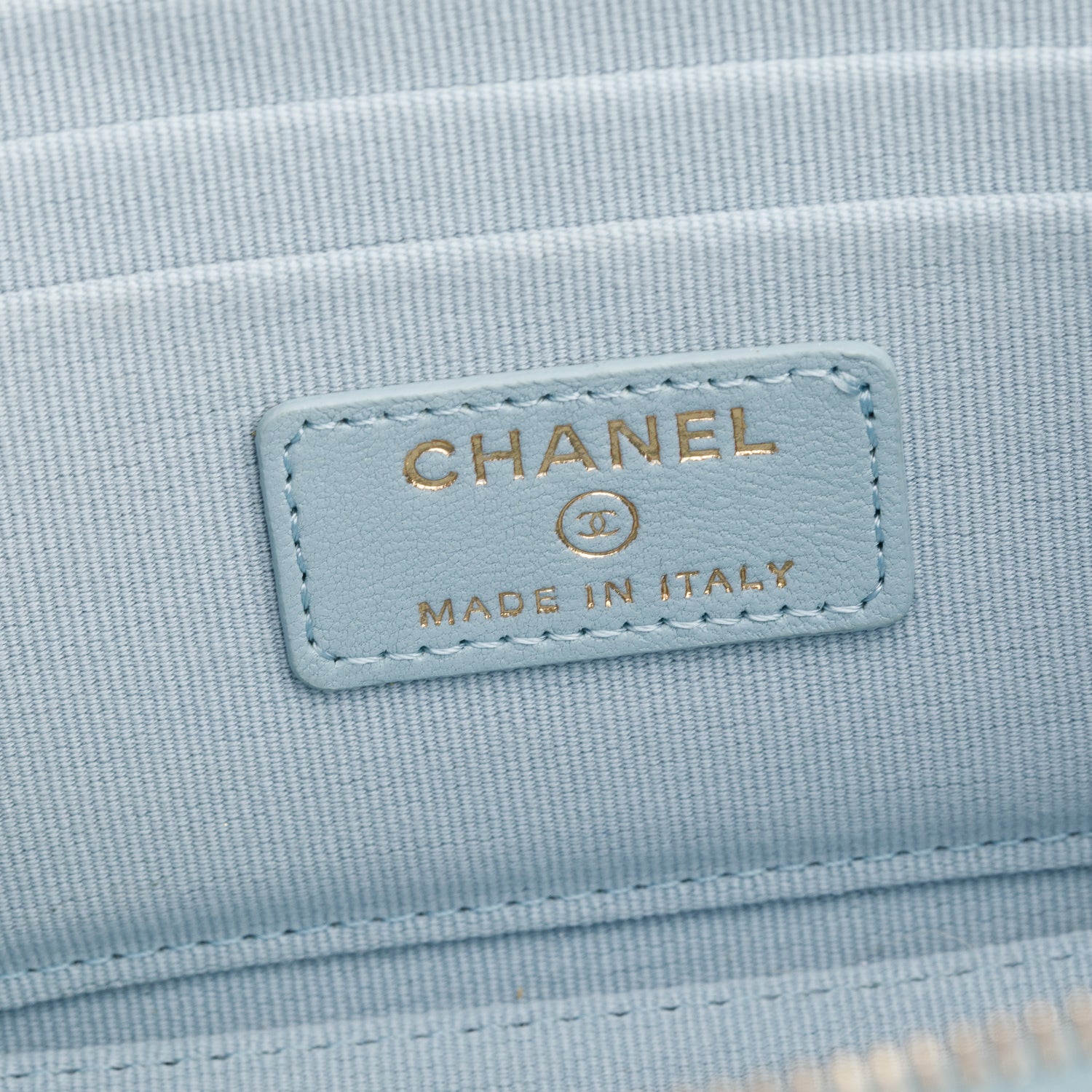 Chanel 2021 Blue Lambskin Leather Small Top Handle Vanity Case w/ Box