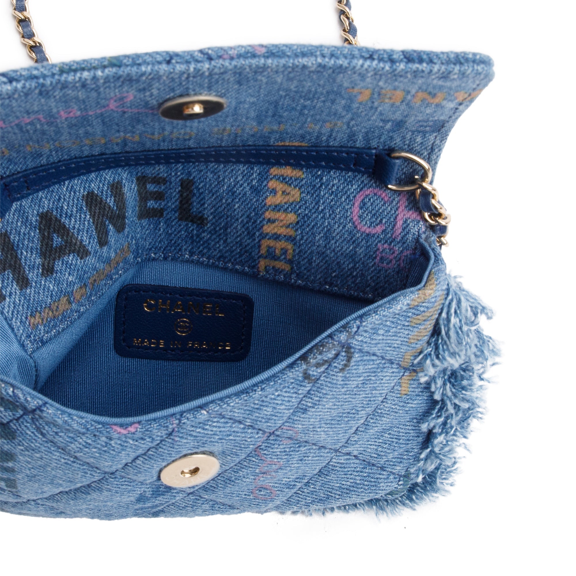 Chanel 2021 Denim Mood Clutch with Chain w/ Box & Authenticity Card