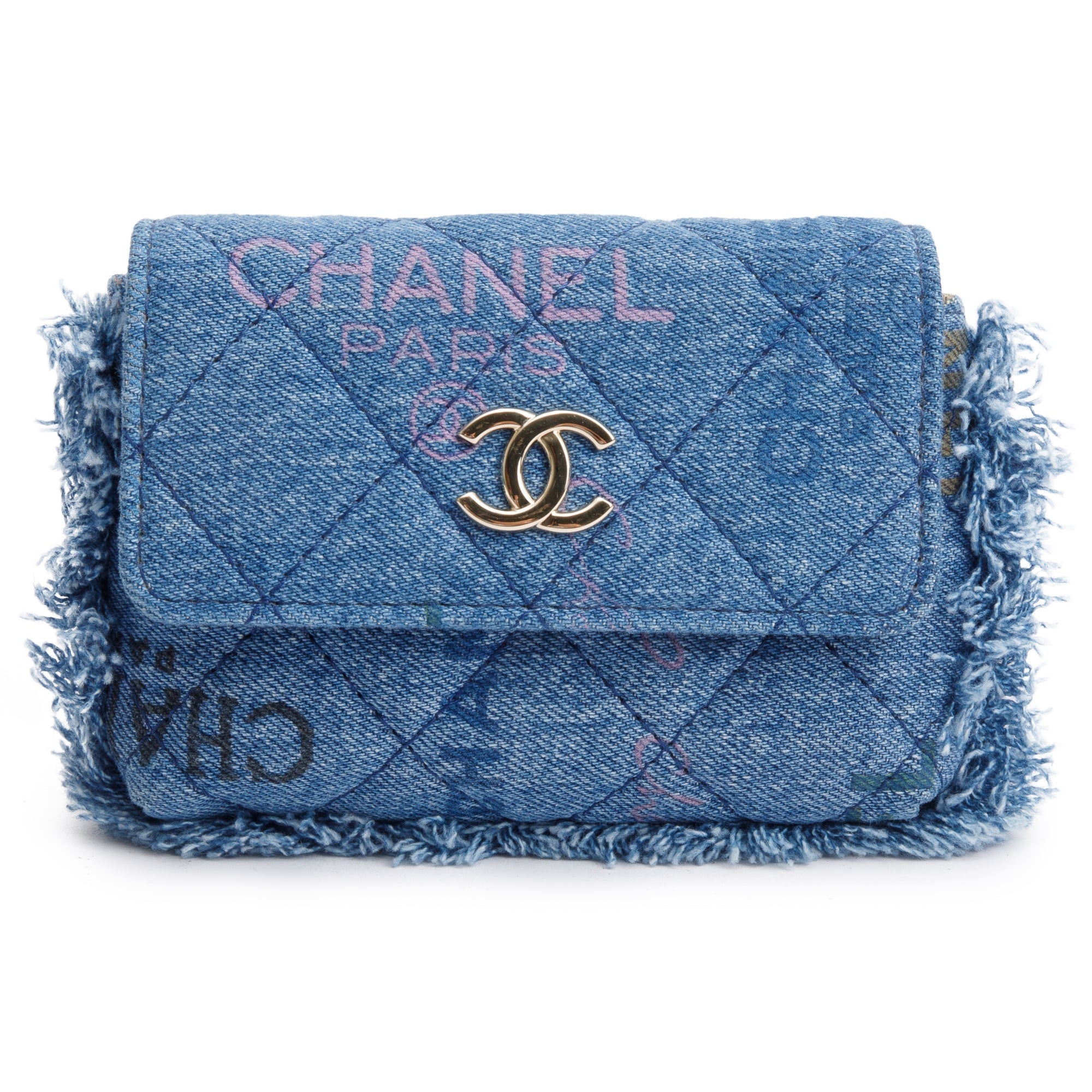 Chanel 2021 Denim Mood Clutch with Chain w/ Box & Authenticity Card