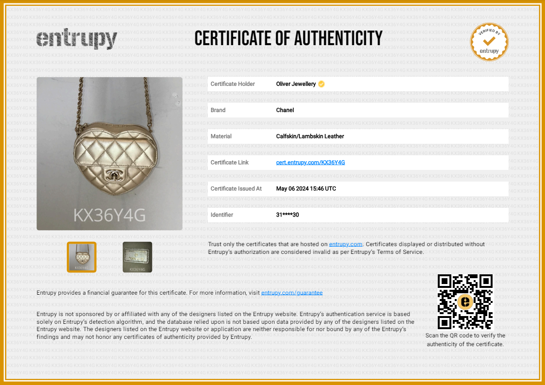 Chanel 2021 Gold Lambskin Leather Mini CC In Love Heart Bag w/ Box & Authenticity Card