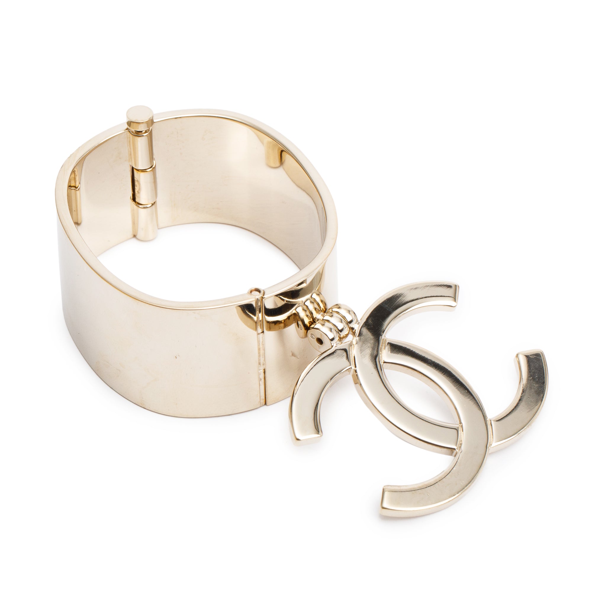Chanel 2021 Gold Plated CC Hinged Bracelet
