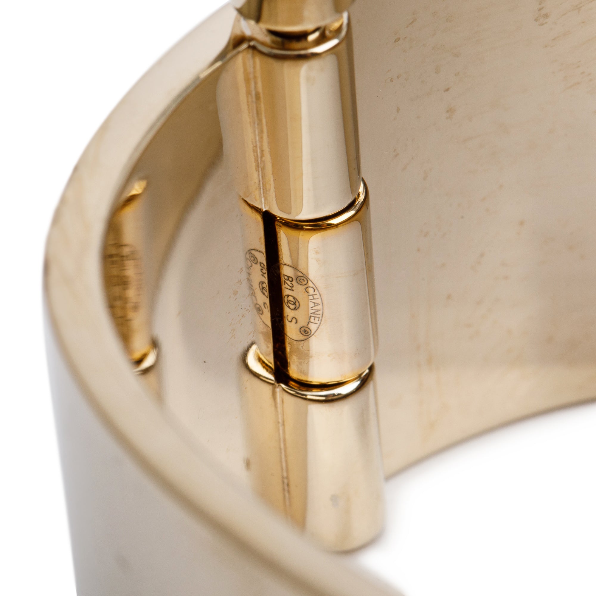 Chanel 2021 Gold Plated CC Hinged Bracelet