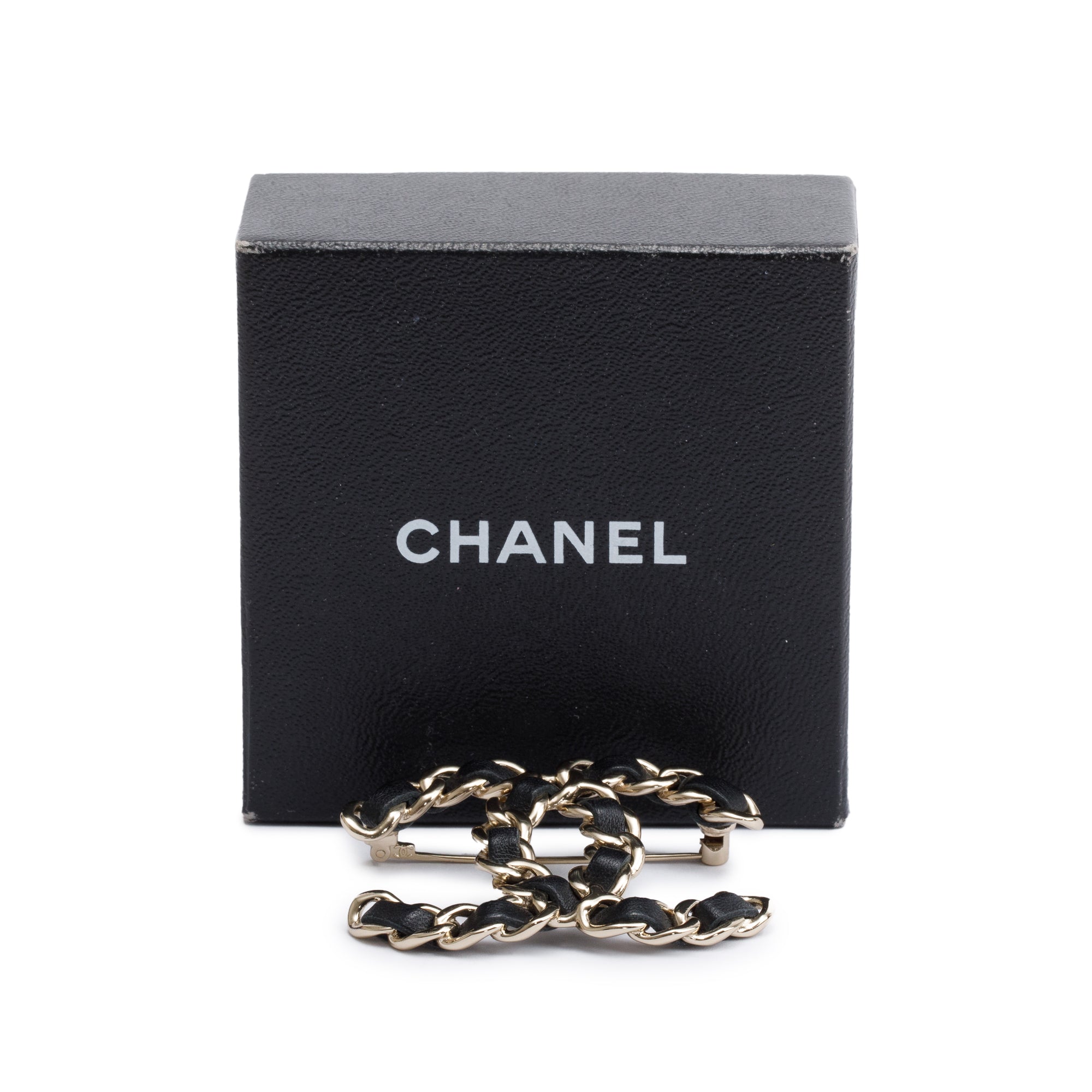 Chanel 2021 Gold Plated Leather CC Brooch w/ Box