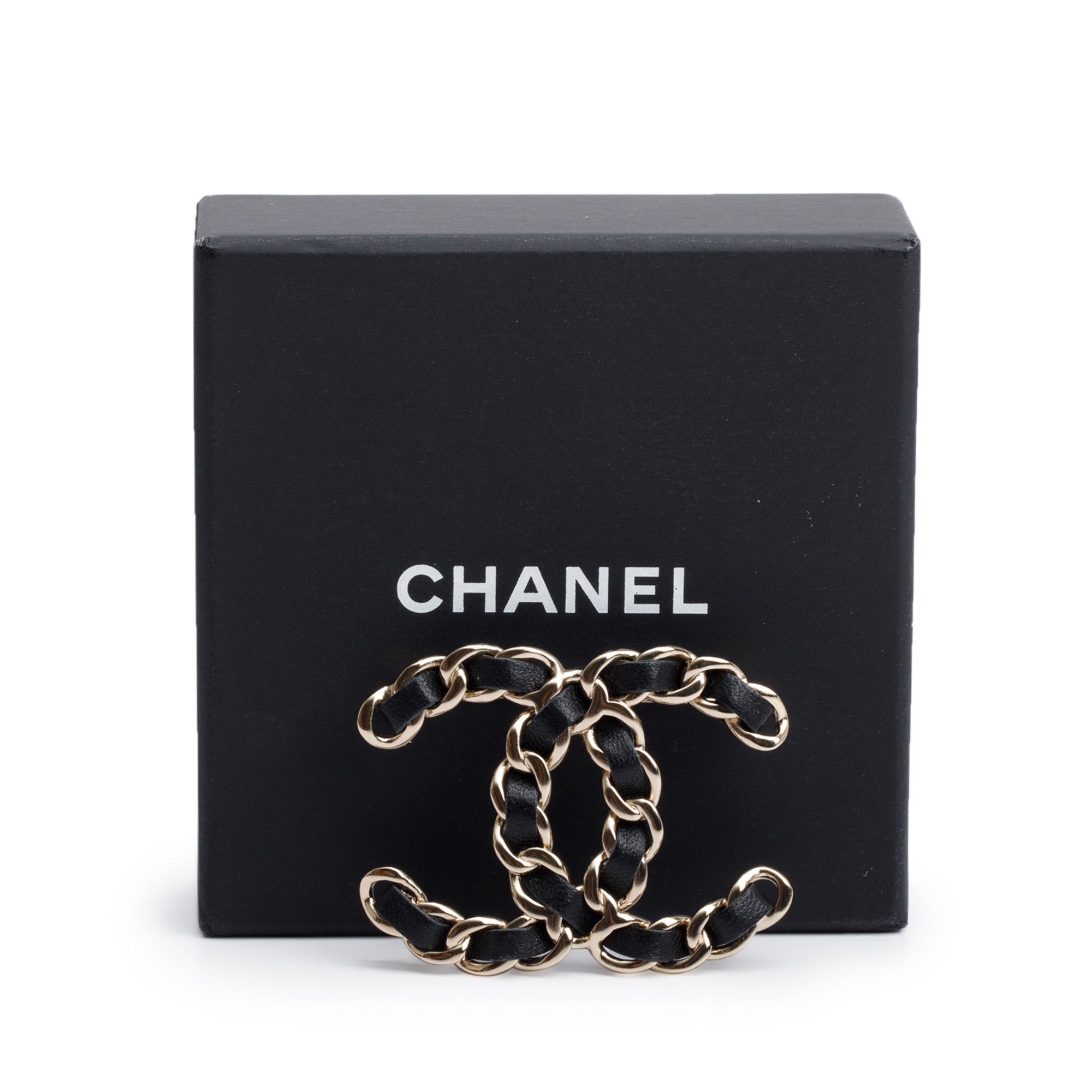 Chanel 2021 Gold Plated Leather CC Brooch w/ Box