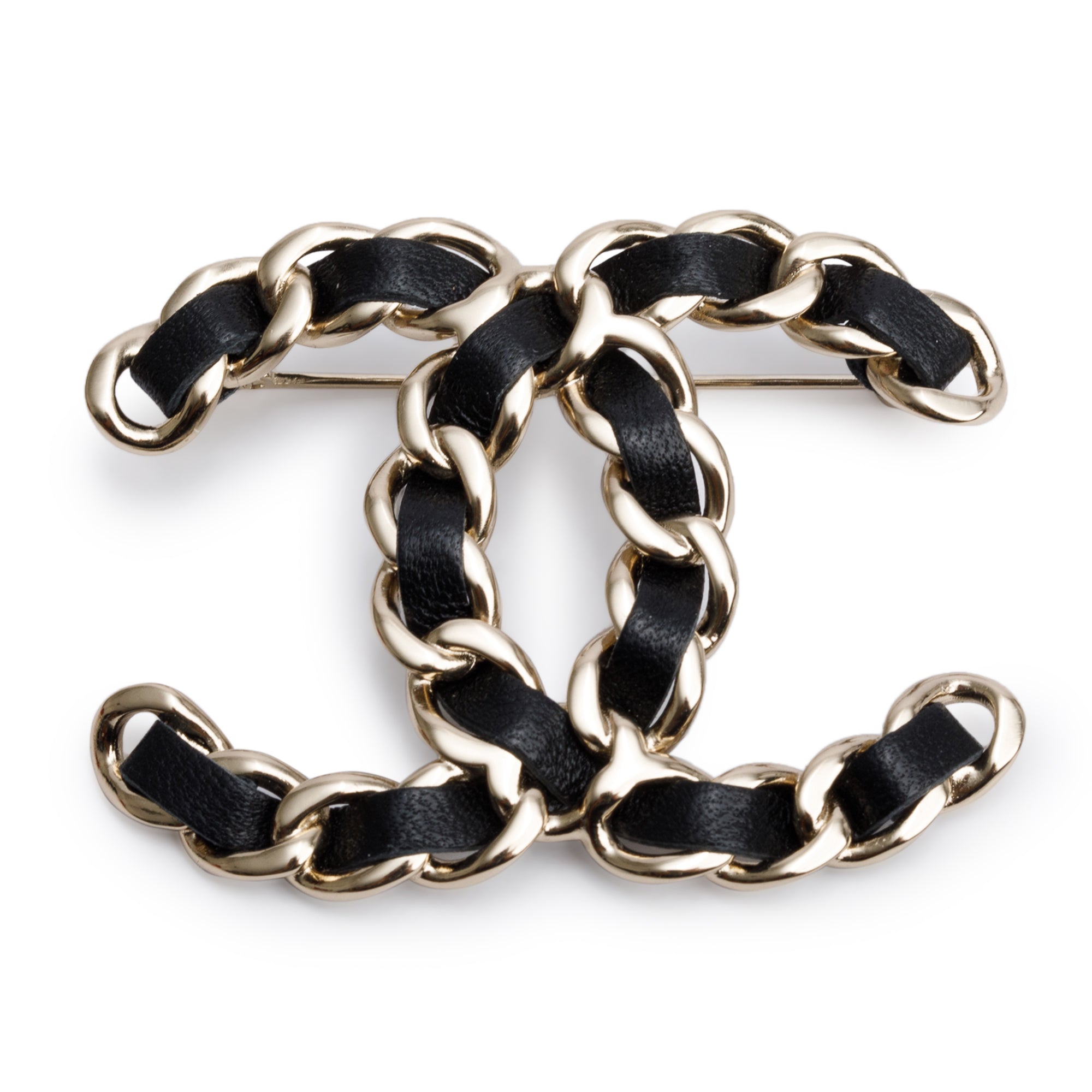 Chanel 2021 Gold Plated Leather CC Brooch w/ Box