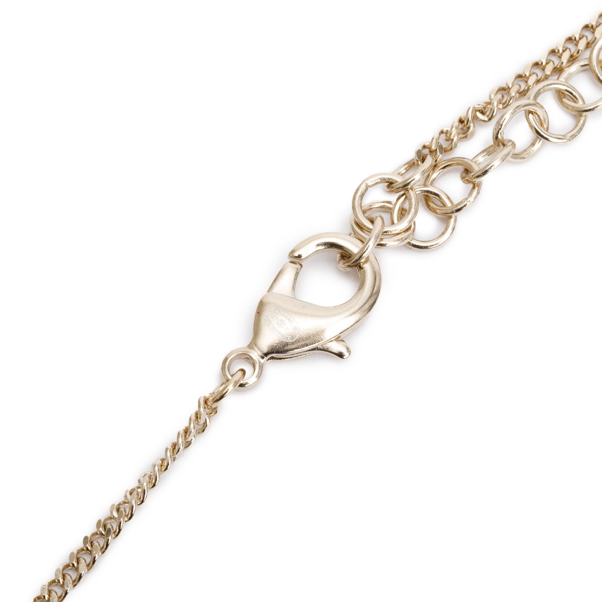 Chanel 2021 Gold-Plated Metal & Resin CC Dog Tag Pendant Necklace w/ Box