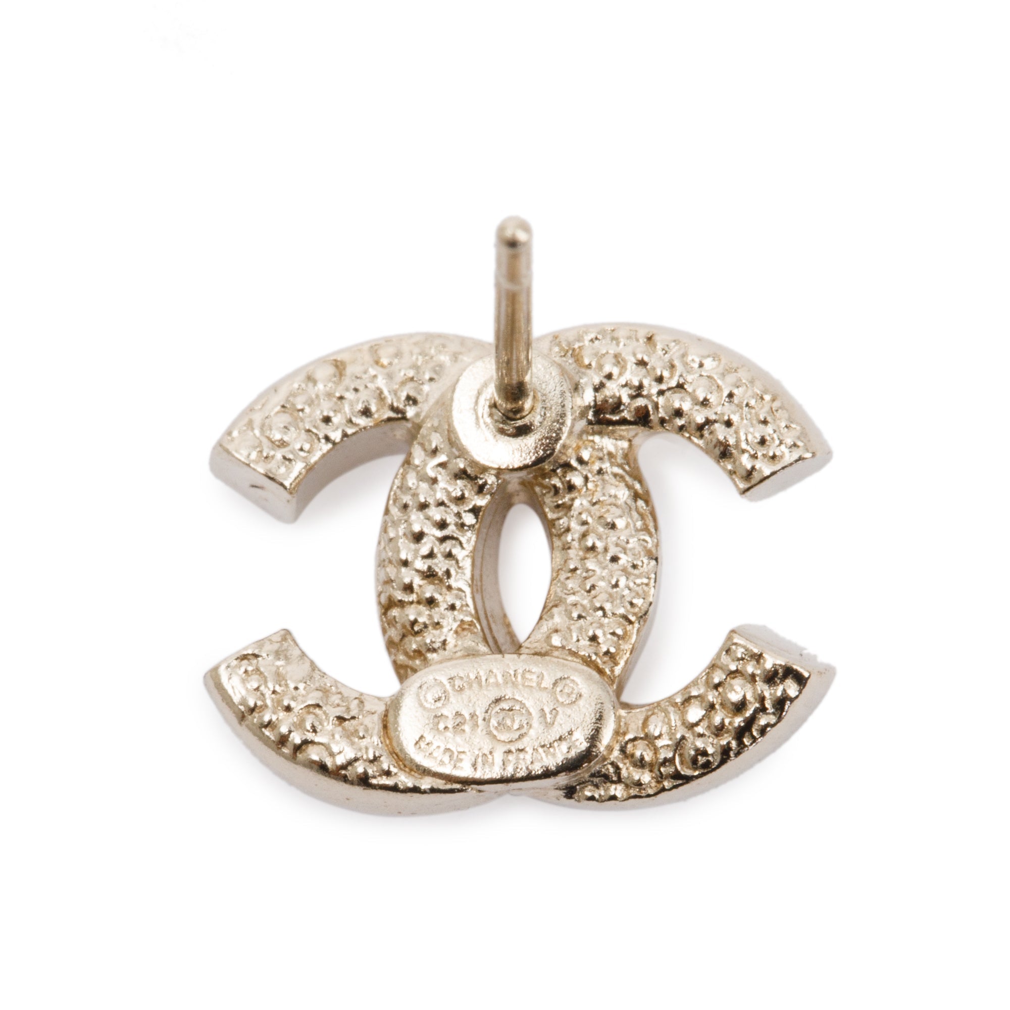 Chanel 2021 Gold Plated Strass CC Stud Earrings w/ Box & Receipt