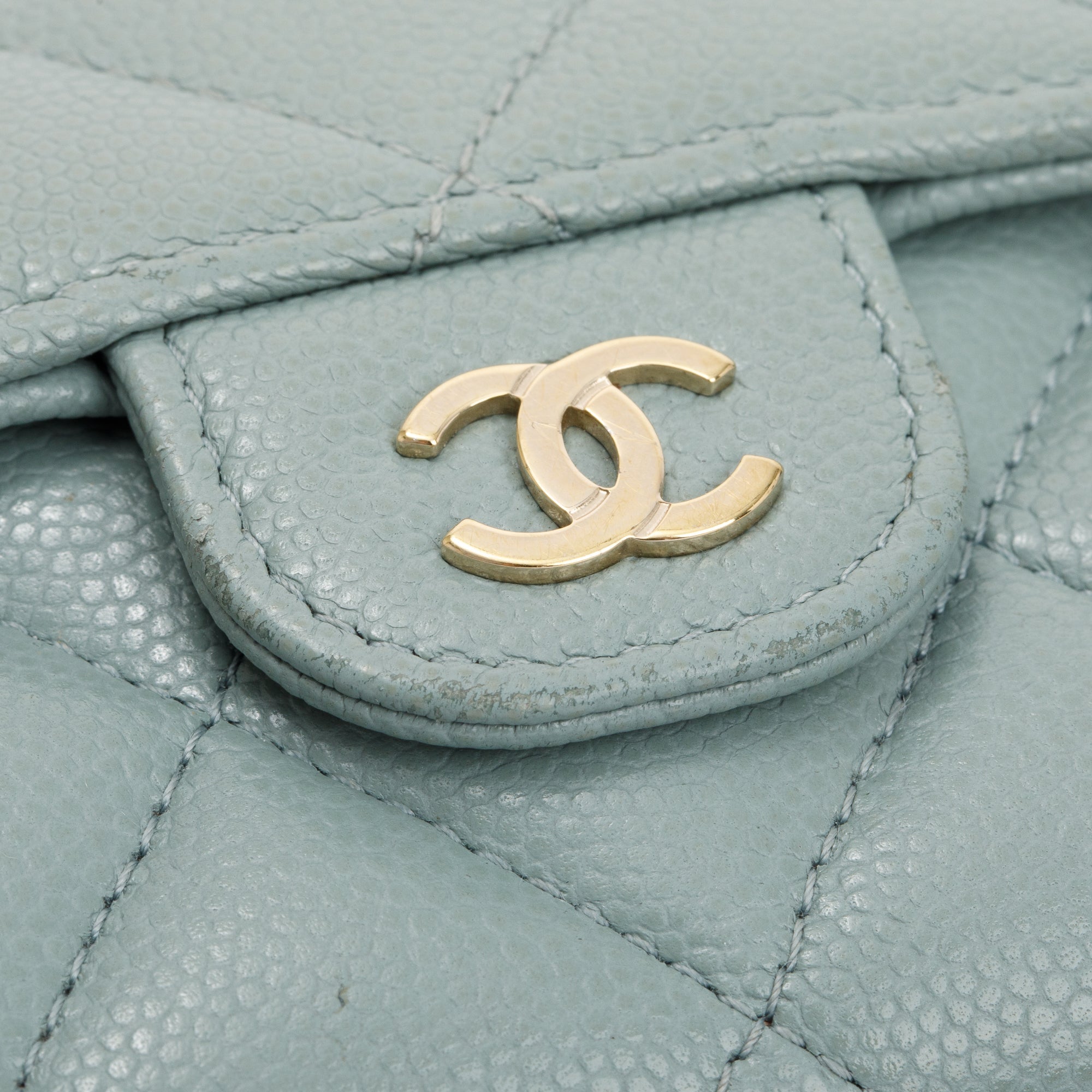 Chanel 2021 Grey Caviar Leather Medium Flap Wallet