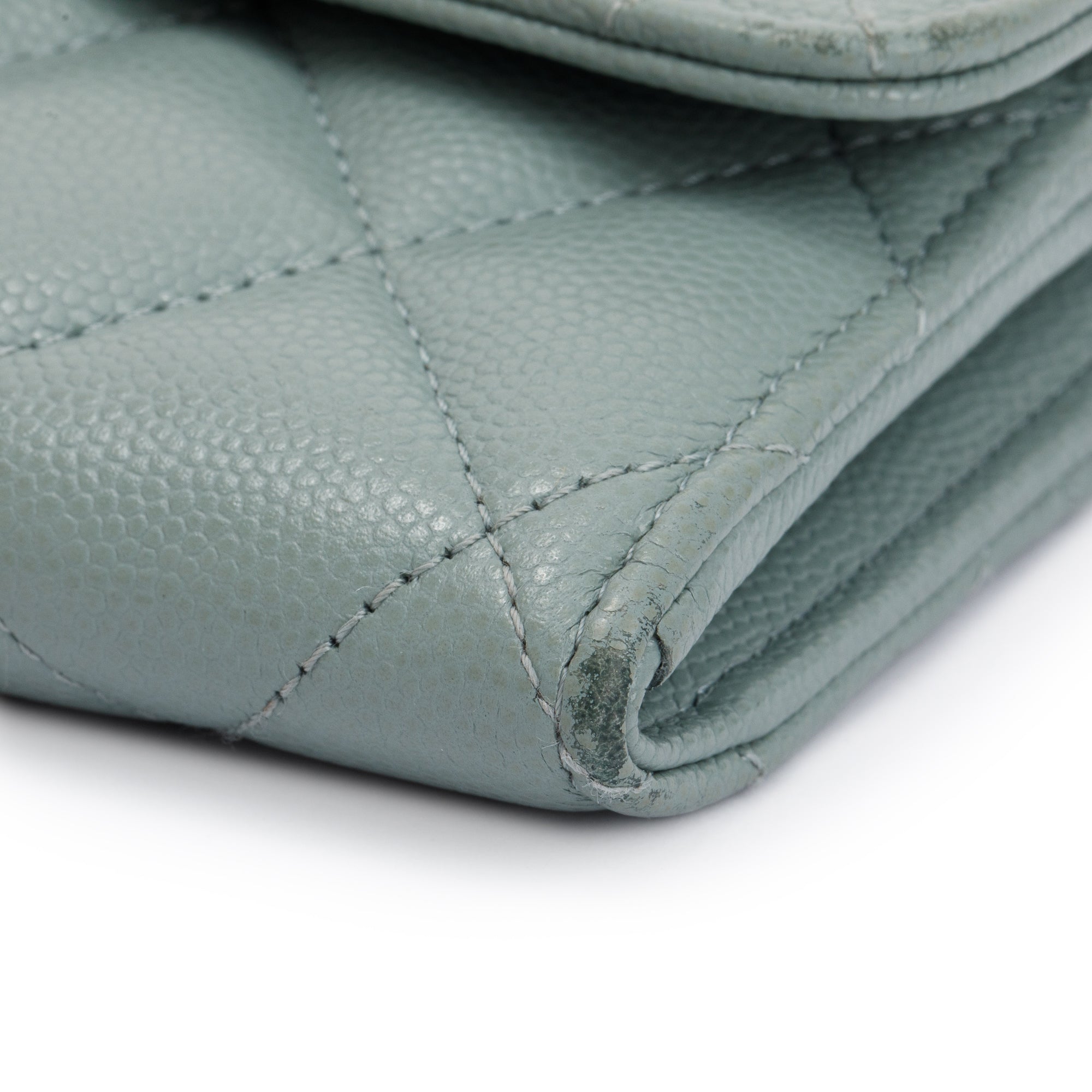 Chanel 2021 Grey Caviar Leather Medium Flap Wallet