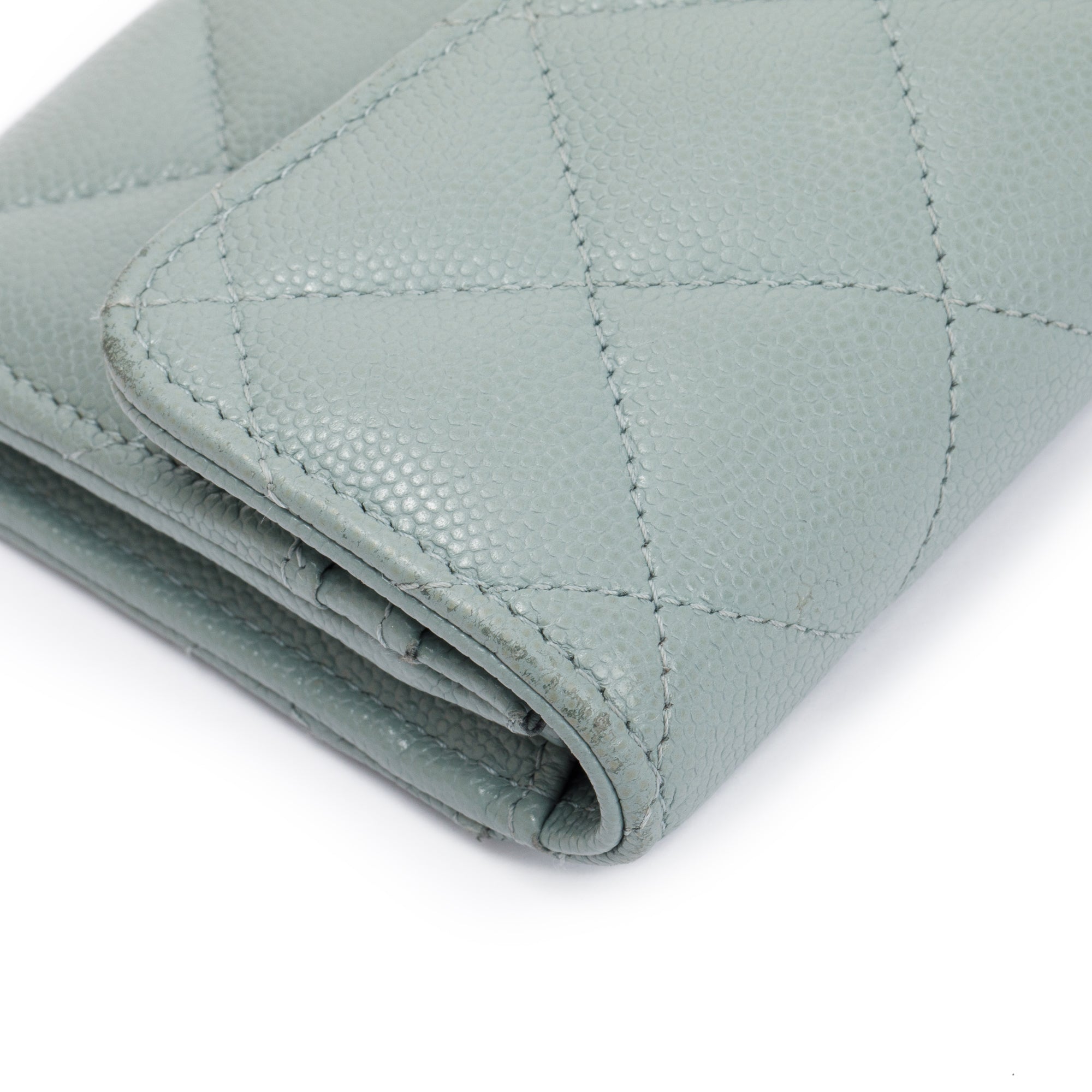 Chanel 2021 Grey Caviar Leather Medium Flap Wallet