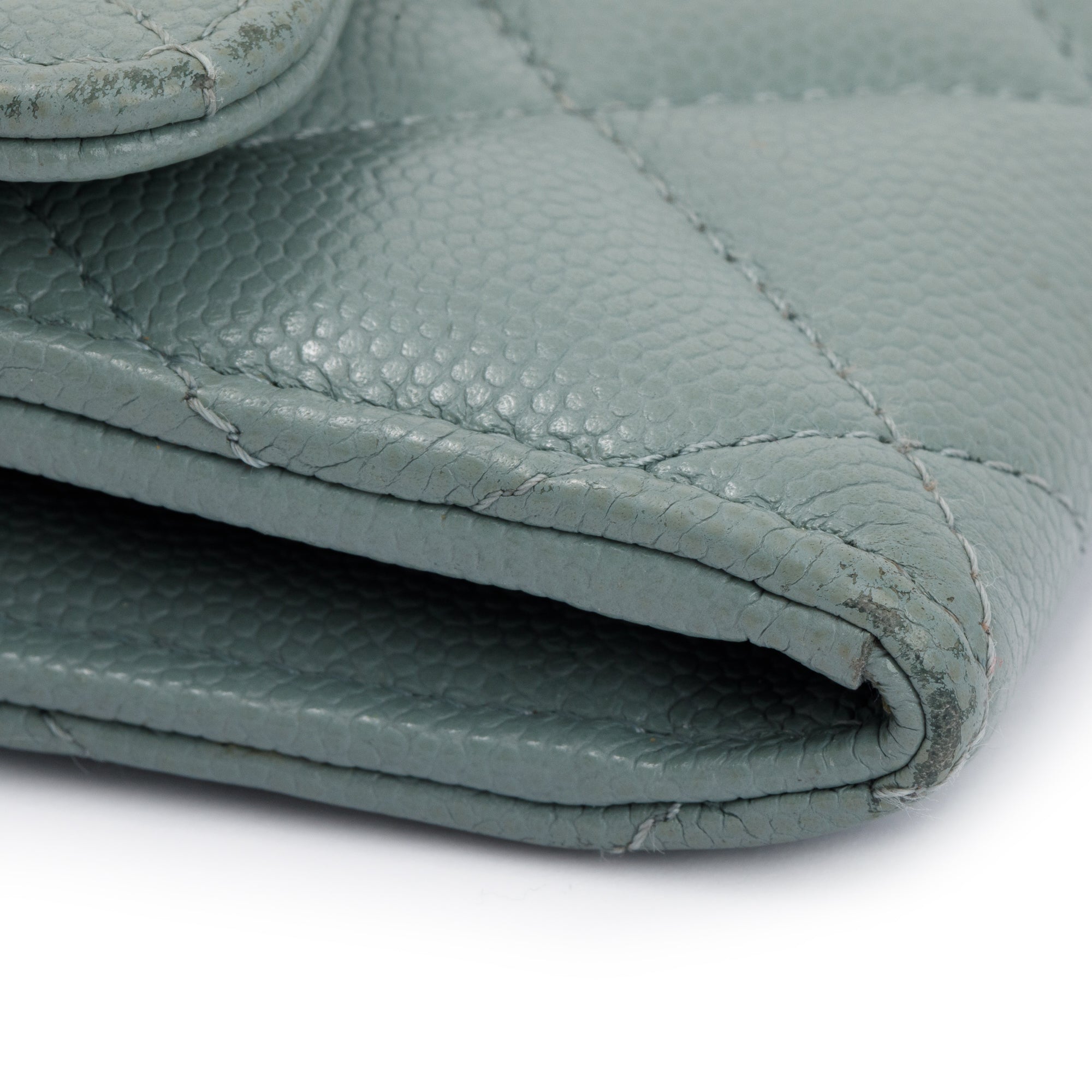 Chanel 2021 Grey Caviar Leather Medium Flap Wallet